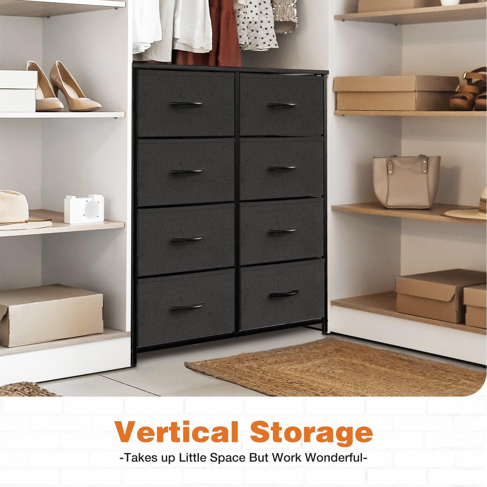 8-Drawer Tall Dresser for Bedroom - Wood Top Fabric Dresser with Sturdy Steel Frame | Modern Chest of Drawers for Closet Organization & Bedroom Storage