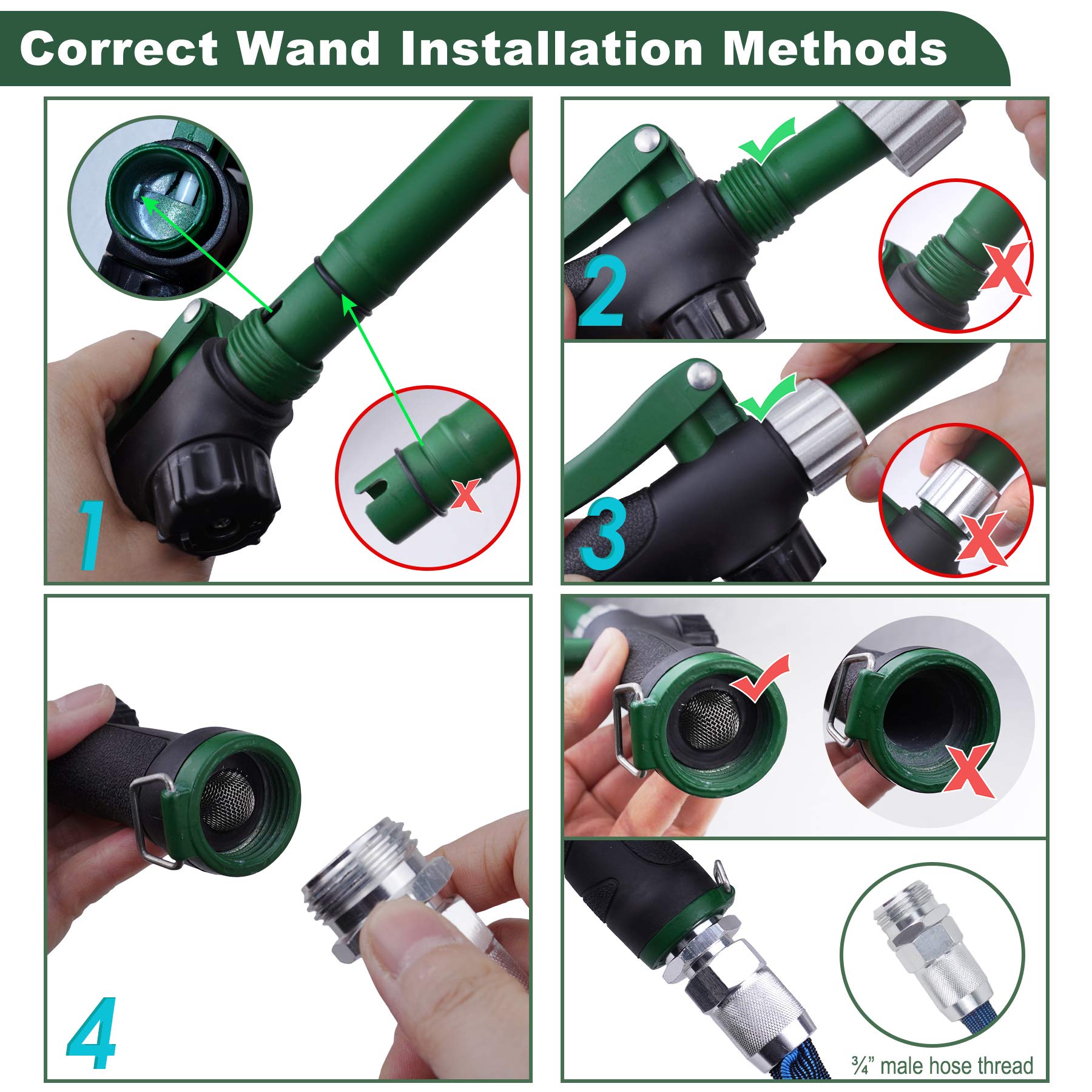 Heavy Duty 28 Inch Watering Wand with Pivoting Head - Adjustable Garden Hose Sprayer with 6 Patterns & Ergonomic Handle - Ideal for Seedlings, Flowers, Lawns & Outdoor Plant Care