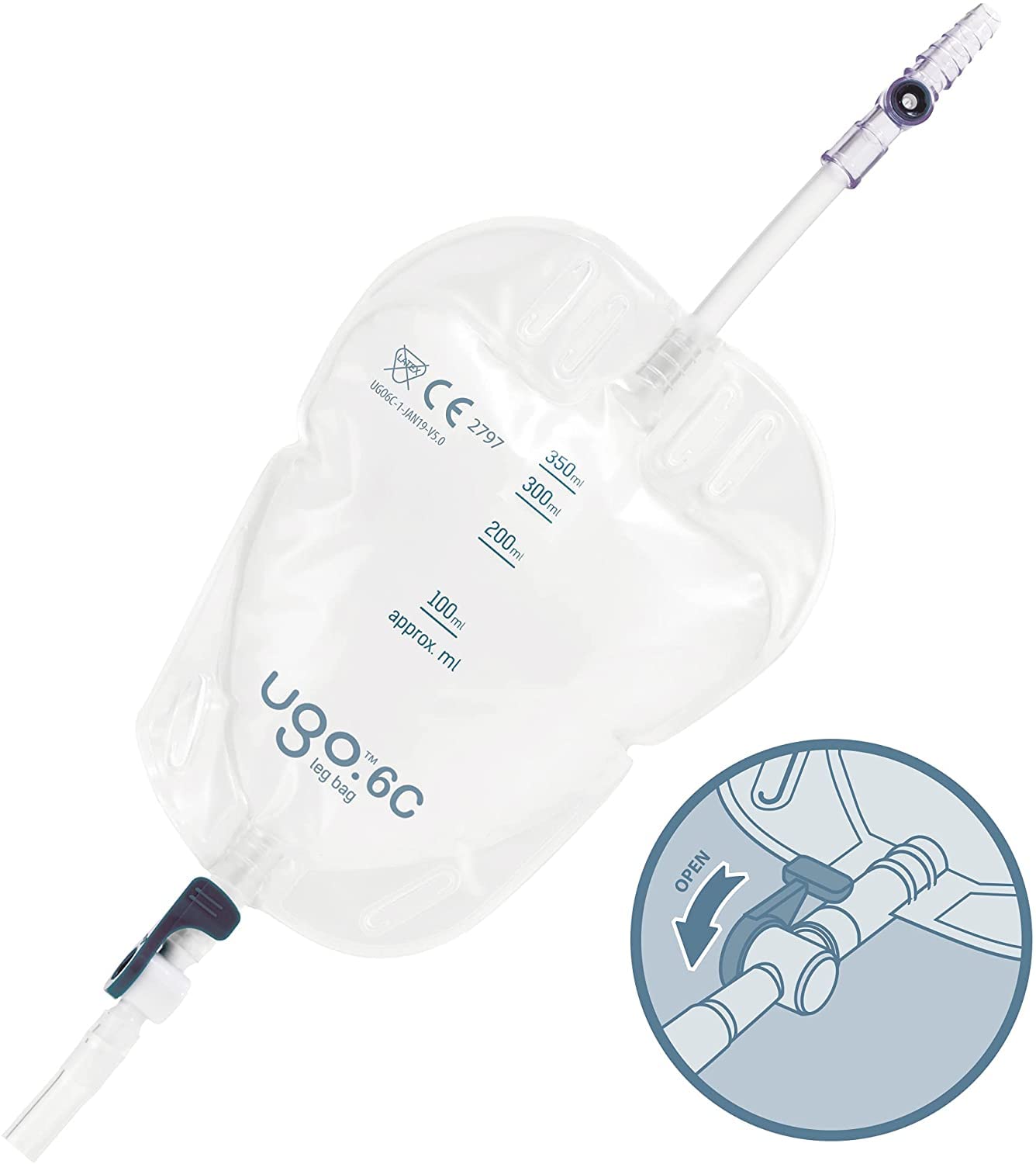 Ugo Leg Bags (10 Pack) - 350ml Urine Drainage Bags for Catheter with Soft Fabric Backing, Natural Leg-Shape Design, Short Tube & Lever Tap - Ideal for Daily Use, Travel, and Post-Surgery Care (Ugo 6C)