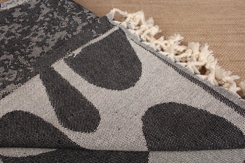 Premium Black Turtle Turkish Beach Towel - Extra Large, Soft & Quick-Dry - Perfect for Pool, Beach, Vacation & Yoga