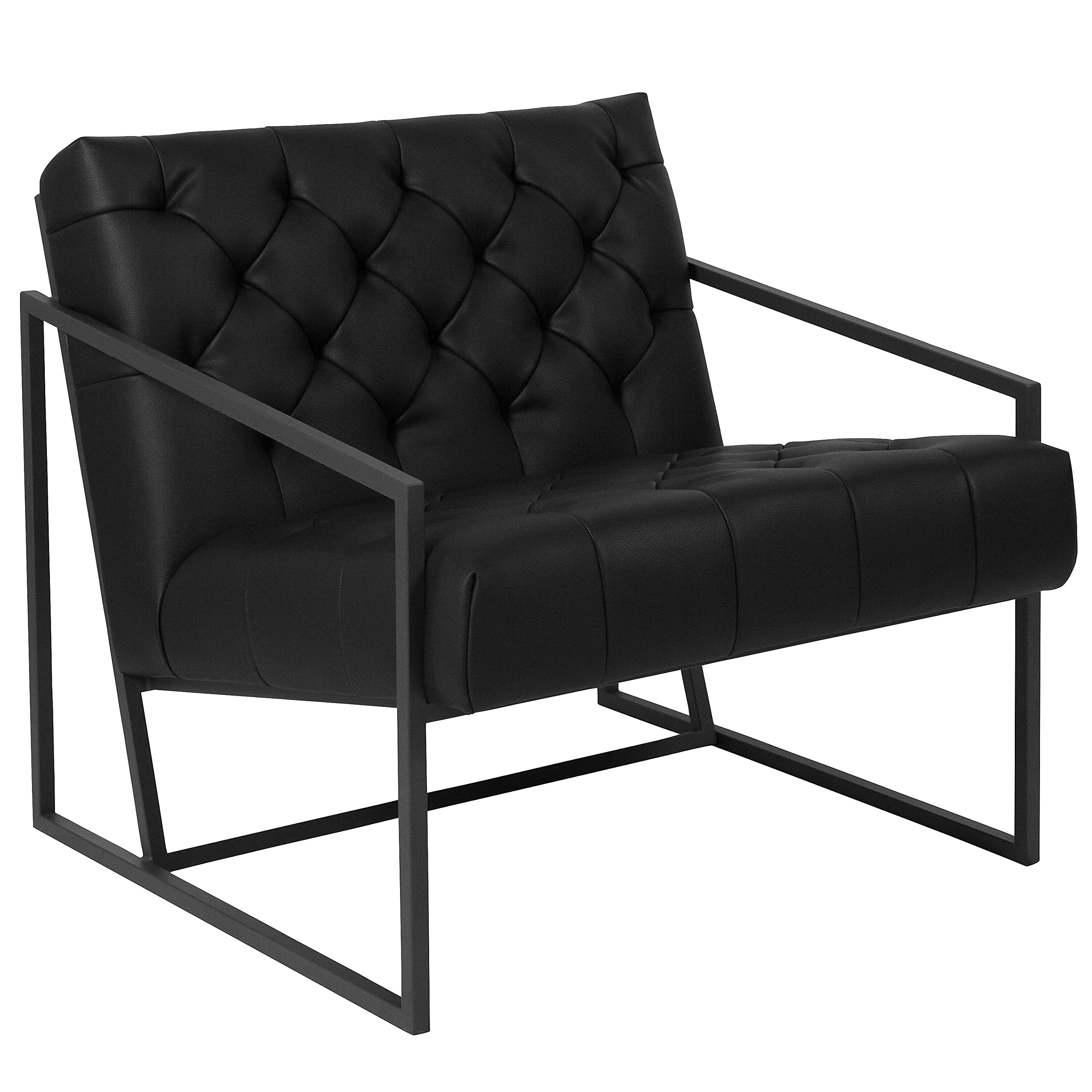 Flash Furniture HERCULES Series Black LeatherSoft Tufted Lounge Chair - Premium Comfort for Living Room, Office & Reading Nook