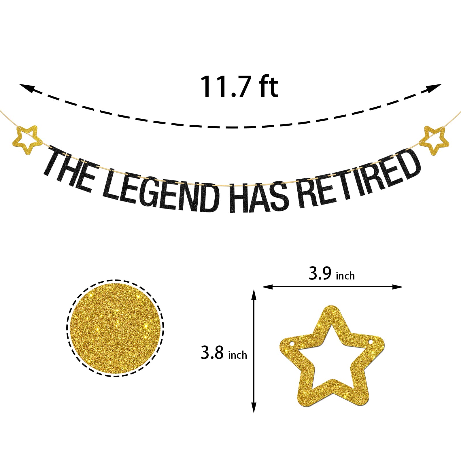 Happy Retirement Party Banner - 11.7ft Glitter The Legend Has Retired Decoration for Welcome Back Celebrations, Time to Relax Theme - Perfect for Retirement Parties, Office Farewells & Milestone Celebrations