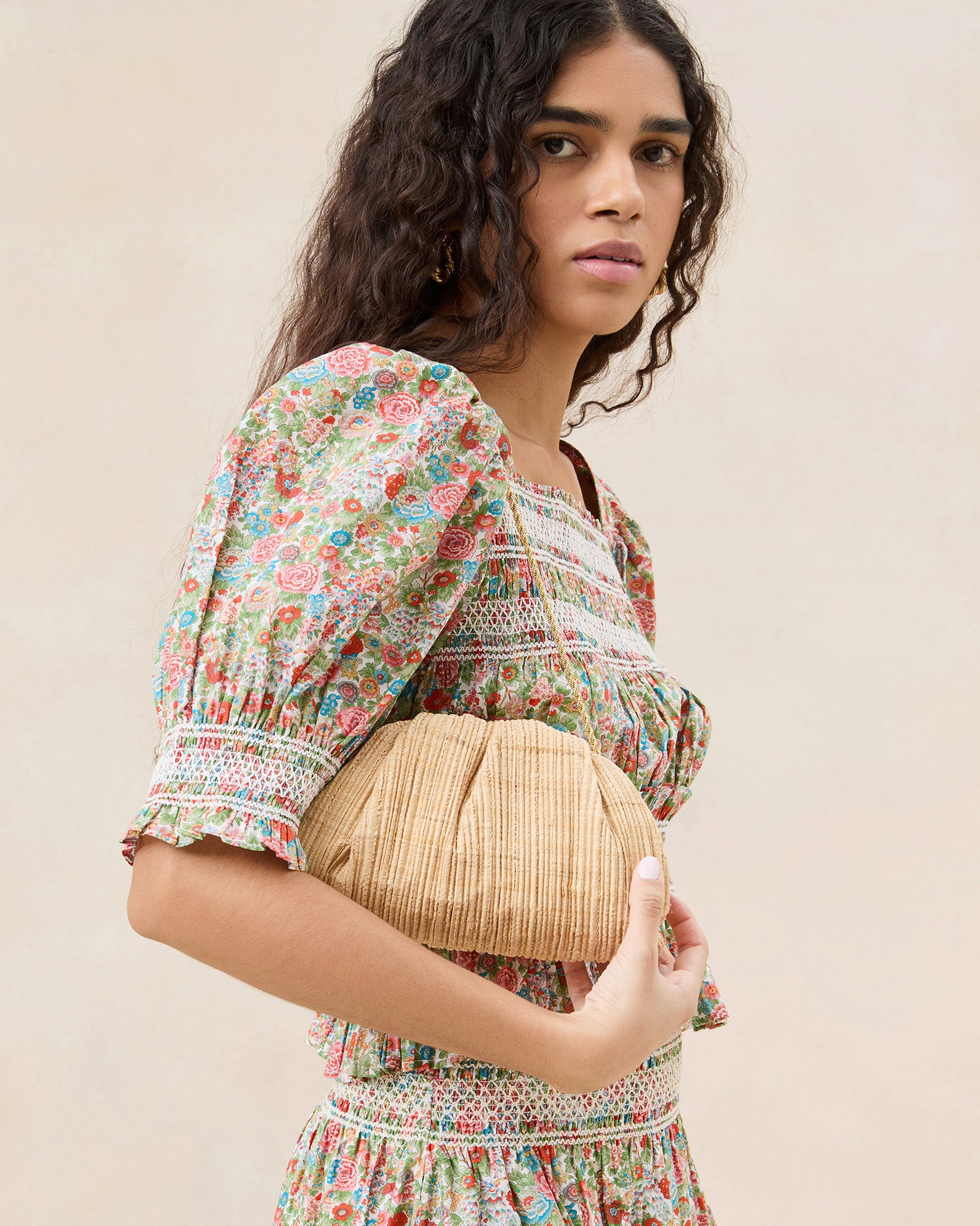 Bailey Natural Pleated Dome Clutch - Elegant Women's Handbag for Evening Parties, Weddings & Special Occasions