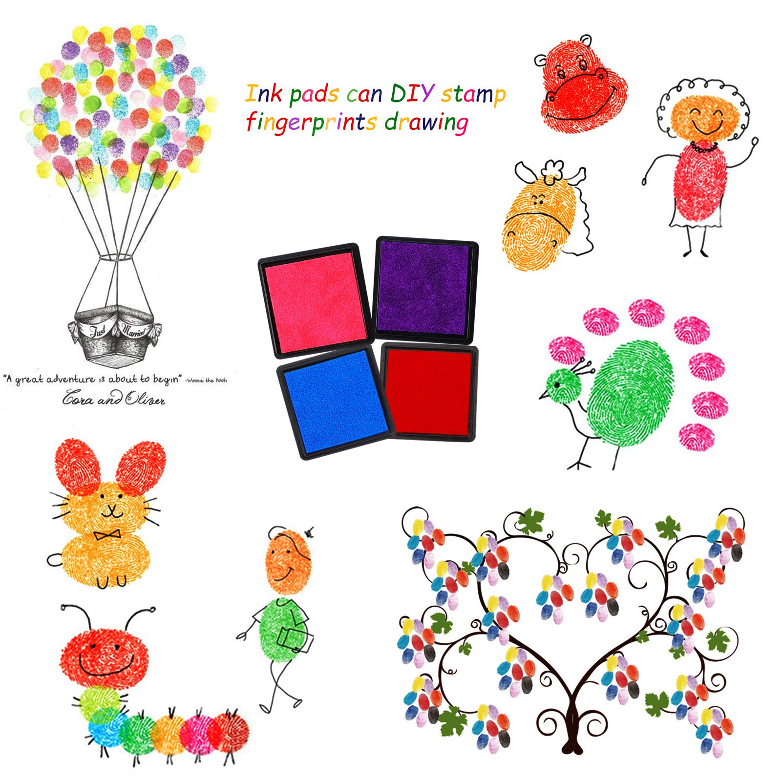 16pcs Kids Wooden Stamps with Ink Pad - Unicorn Mermaid Princess Crafts for DIY Cards & Scrapbooking | Perfect Party Favors & Gifts