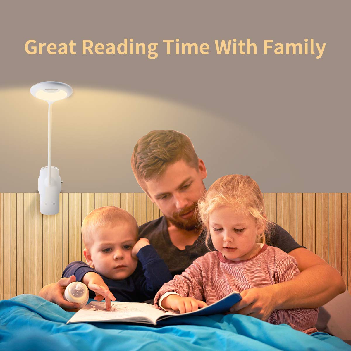 USB Rechargeable LED Reading Light - 28 LEDs with 3 Colors & 3 Brightness Levels, Eye-Protecting Clip-On Book Light with Touch Control & Safety Switch | Perfect for Bedtime Reading, Night Studying, Office Desk & Travel Use
