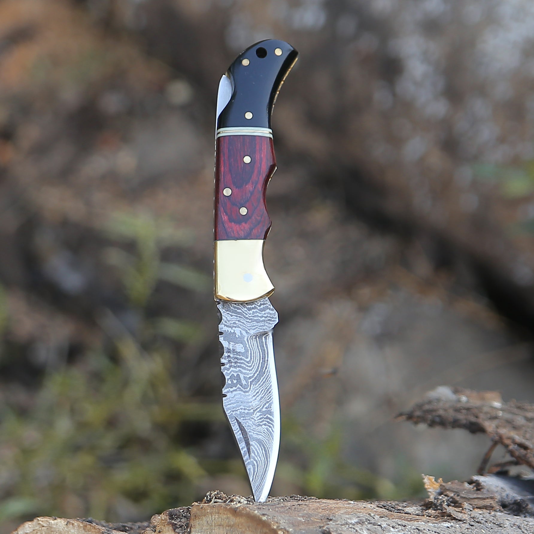 Premium Firestrike Pocket Knife with Bull Horn & Pakkawood Handle - Durable EDC Folding Knife for Camping, Hiking & Outdoor Survival Gear