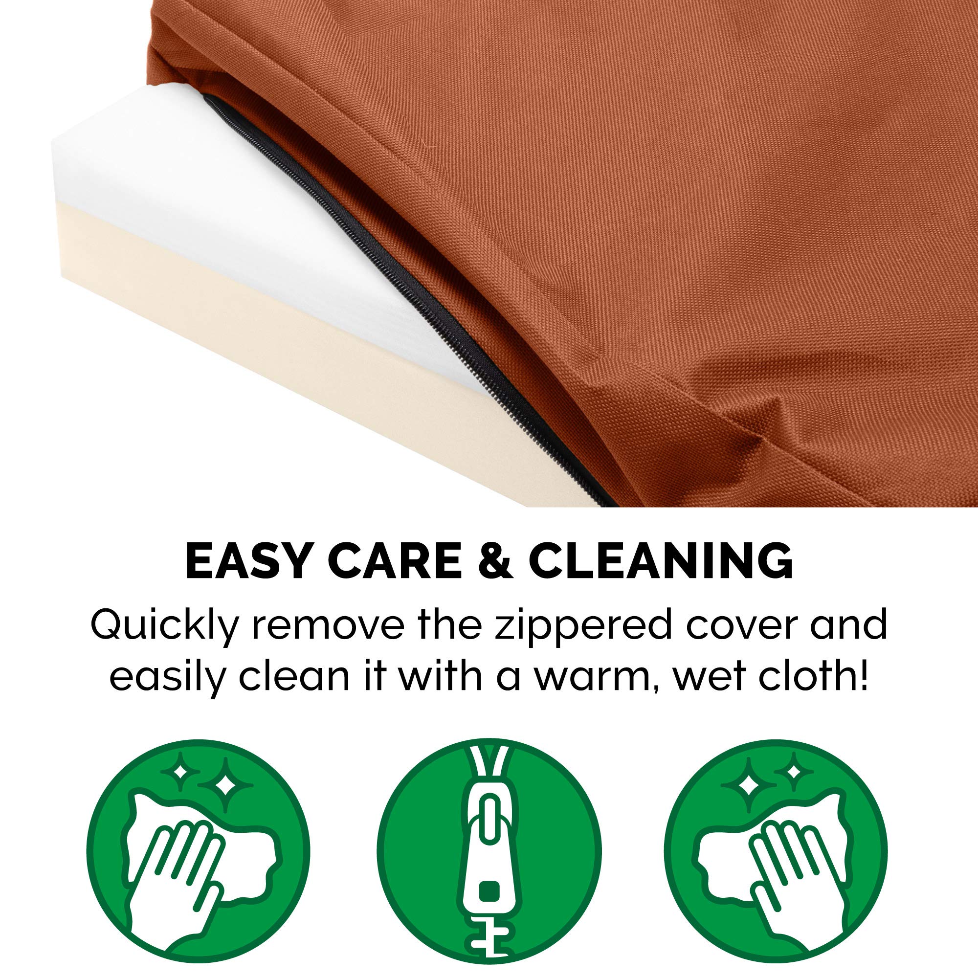Furhaven Waterproof Memory Foam Dog Bed - Washable Cover for Large Dogs up to 125lbs, Indoor/Outdoor Use - Chestnut XXL