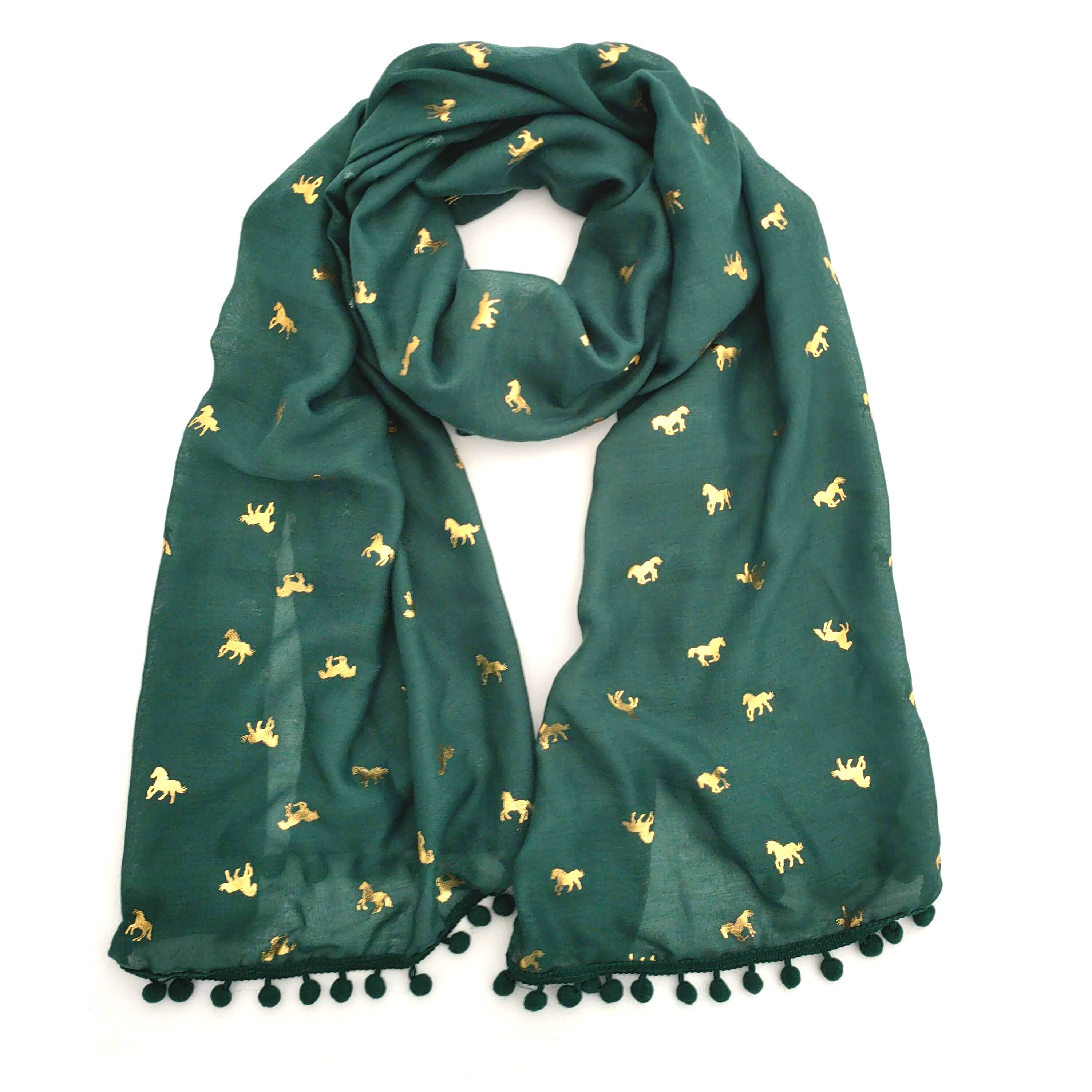 Elegant Embossed Repeating Horse Pattern Scarf - Soft Winter Fashion Accessory for Women - Perfect for Office, Party & Holiday Outfits