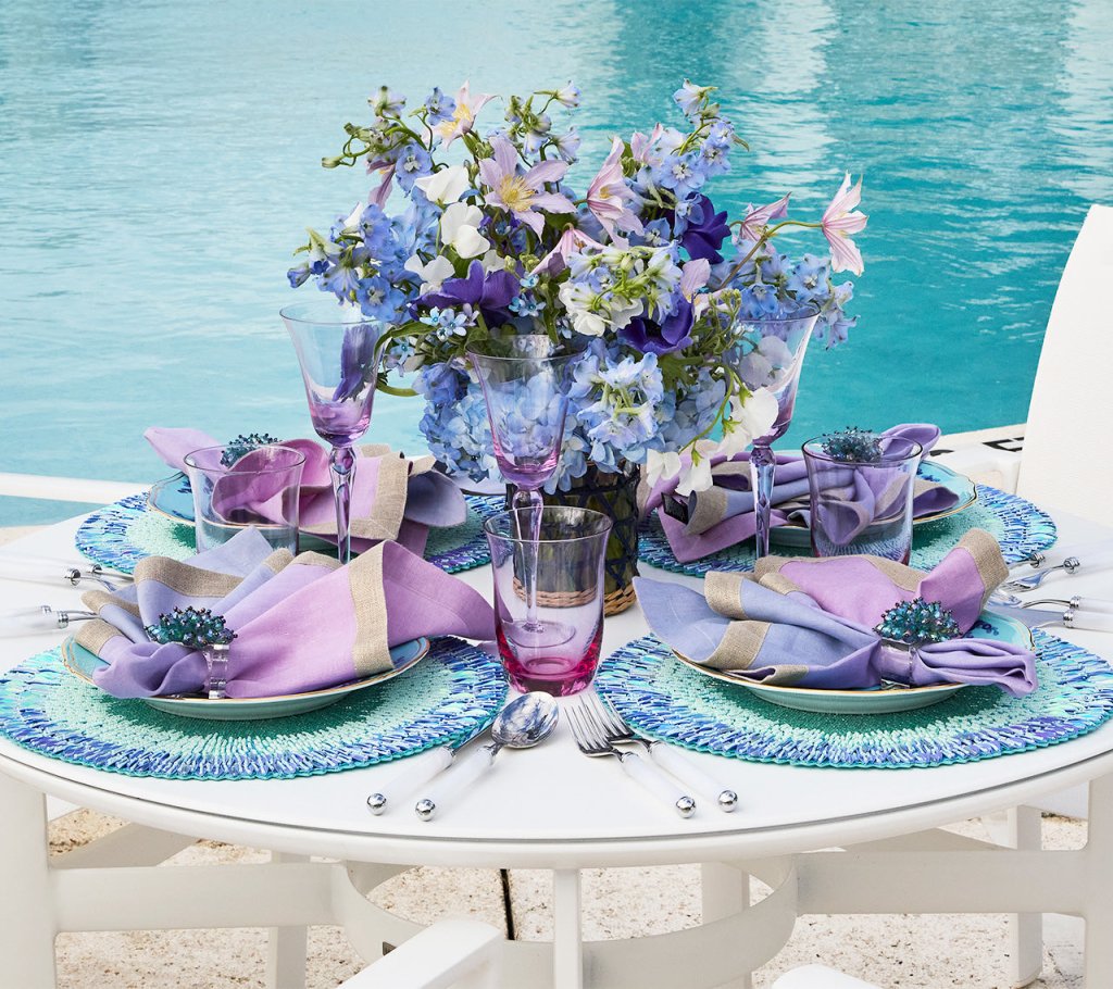 Periwinkle & Seafoam Ray Placemat Set of 2 - Waterproof & Non-Slip Dining Table Mats for Kitchen, Dining Room, and Outdoor Picnics