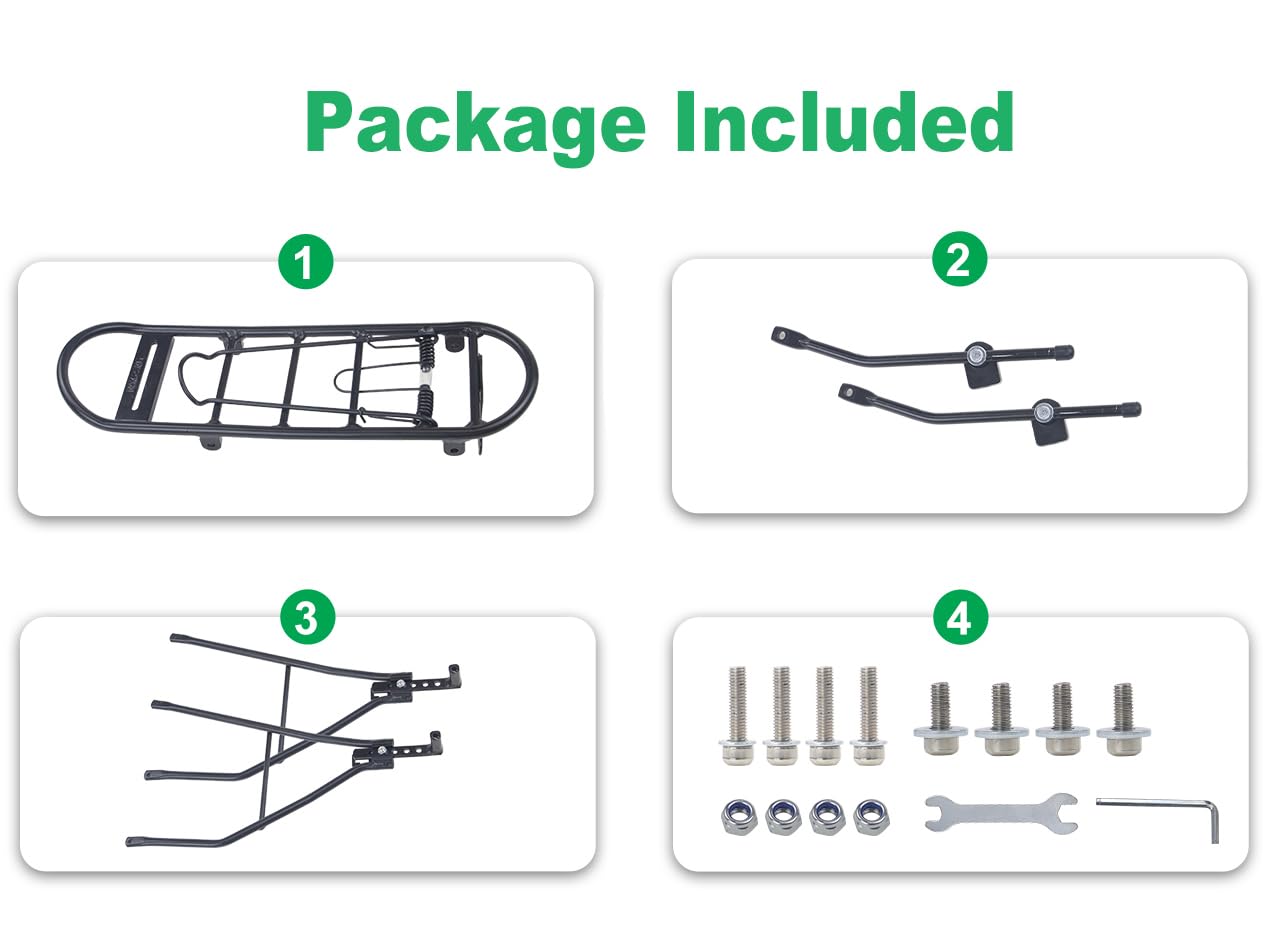 Lightweight Aluminum Rear Bike Rack - 55LB Load Capacity for Mountain & Road Bicycles (24