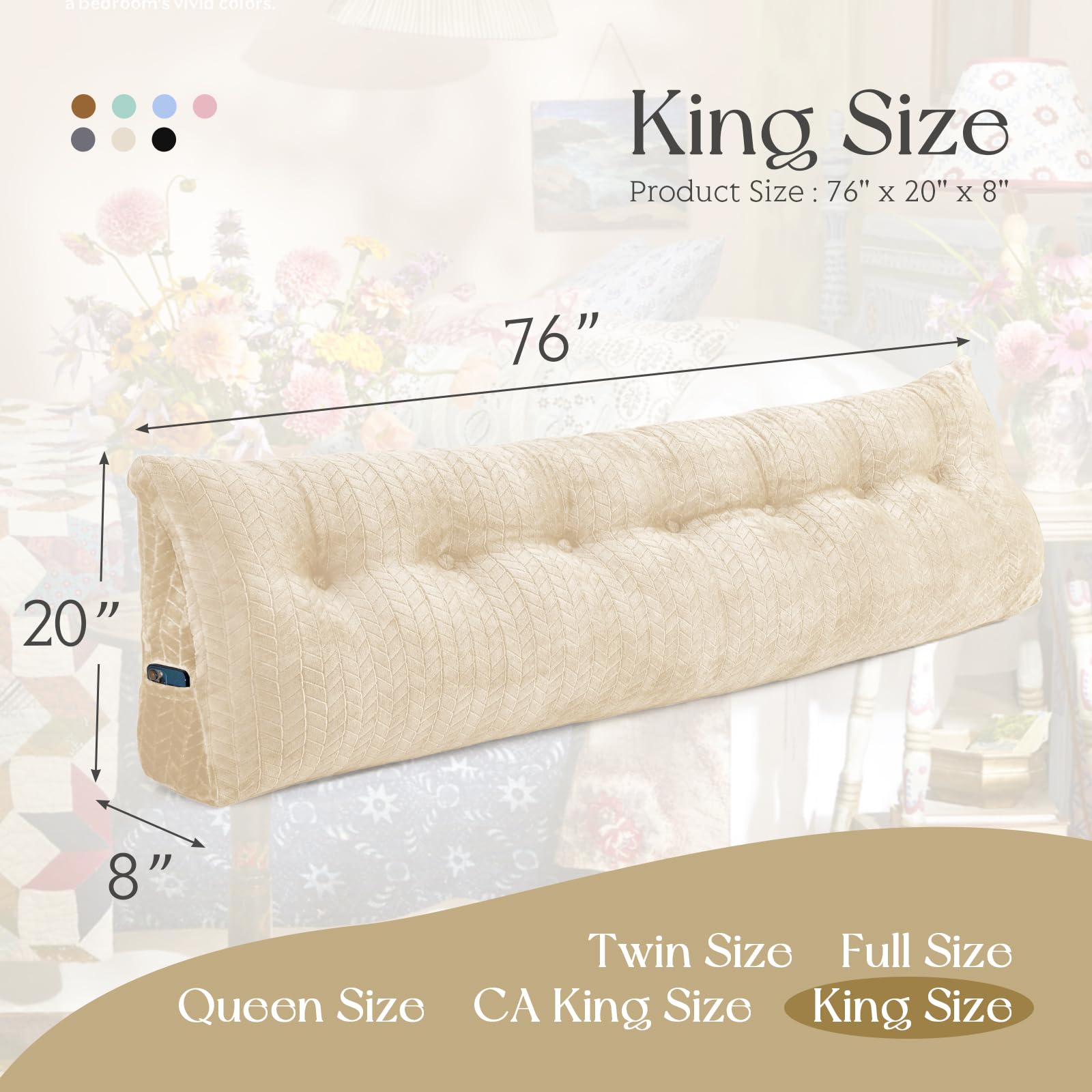 Orthopedic Bed Wedge Pillow for Headboard Support - Large Wedge Cushion for Sitting, Reading & Sleeping - Removable Washable Cover - Perfect for Back Pain Relief, Acid Reflux & Post-Surgery Recovery