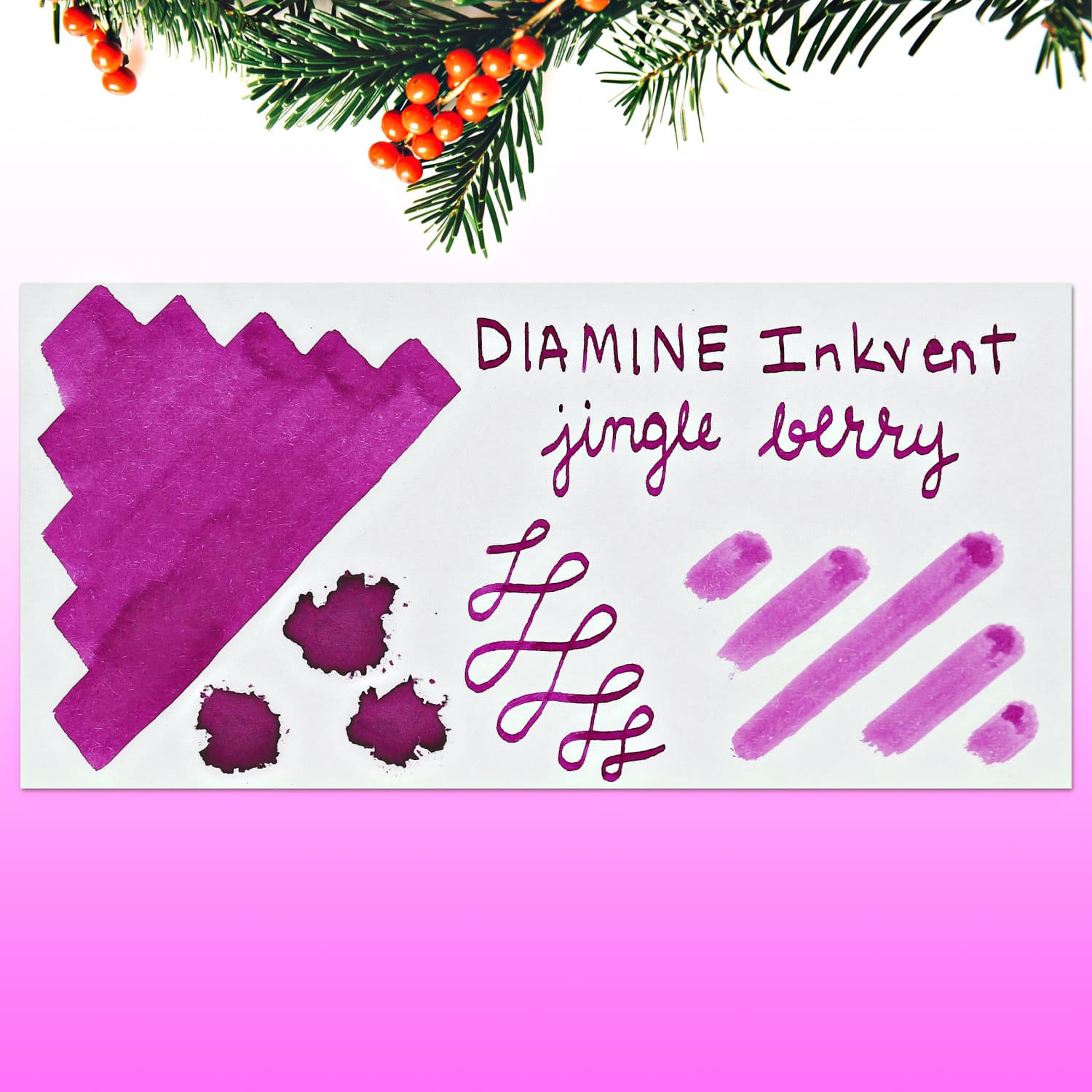 Diamine Inkvent Green Edition Standard Bottled Ink - Jingle Berry (50 mL) - Perfect for Fountain Pens, Calligraphy & Holiday Writing Projects