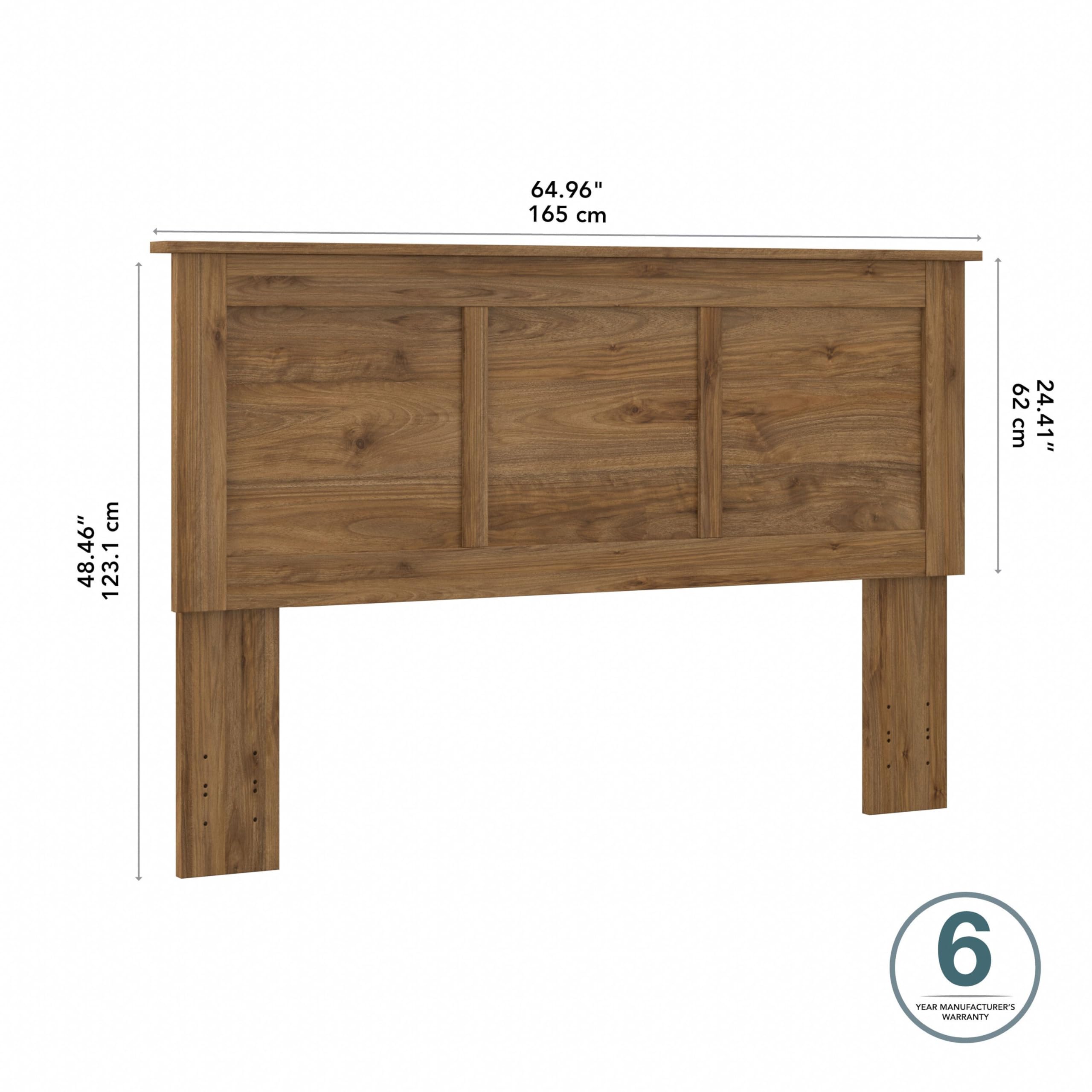 Bush Furniture Somerset Full/Queen Size Headboard in Fresh Walnut - Solid Wood Bed Frame Headboard for Bedroom Decor - Perfect for Master Bedroom, Guest Room & Apartment