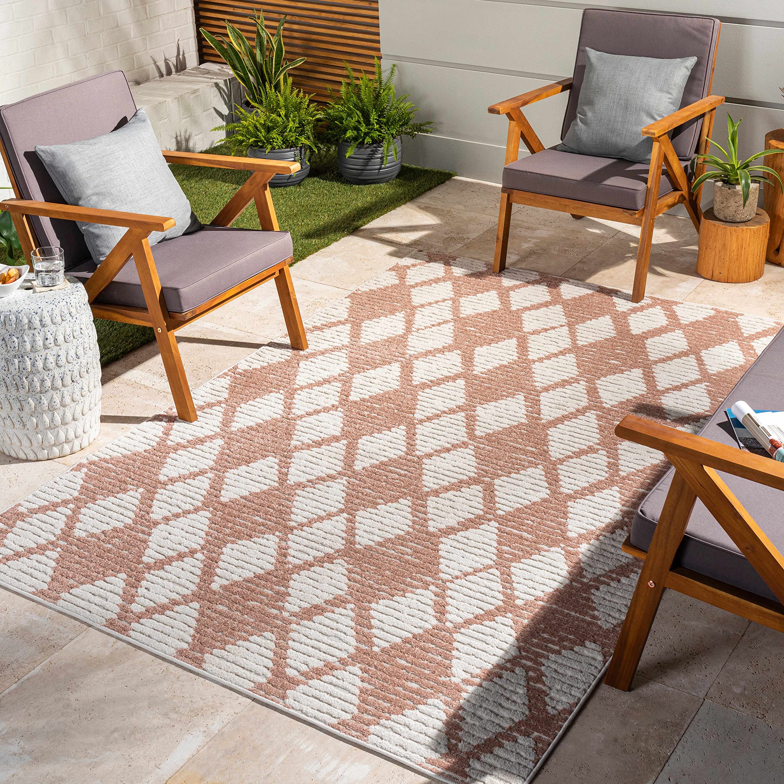 Premium Hauteloom Mansilingan Area Rug for Living Room, Bedroom & Outdoor Patio - Soft Beige & Brown Design - 6'7