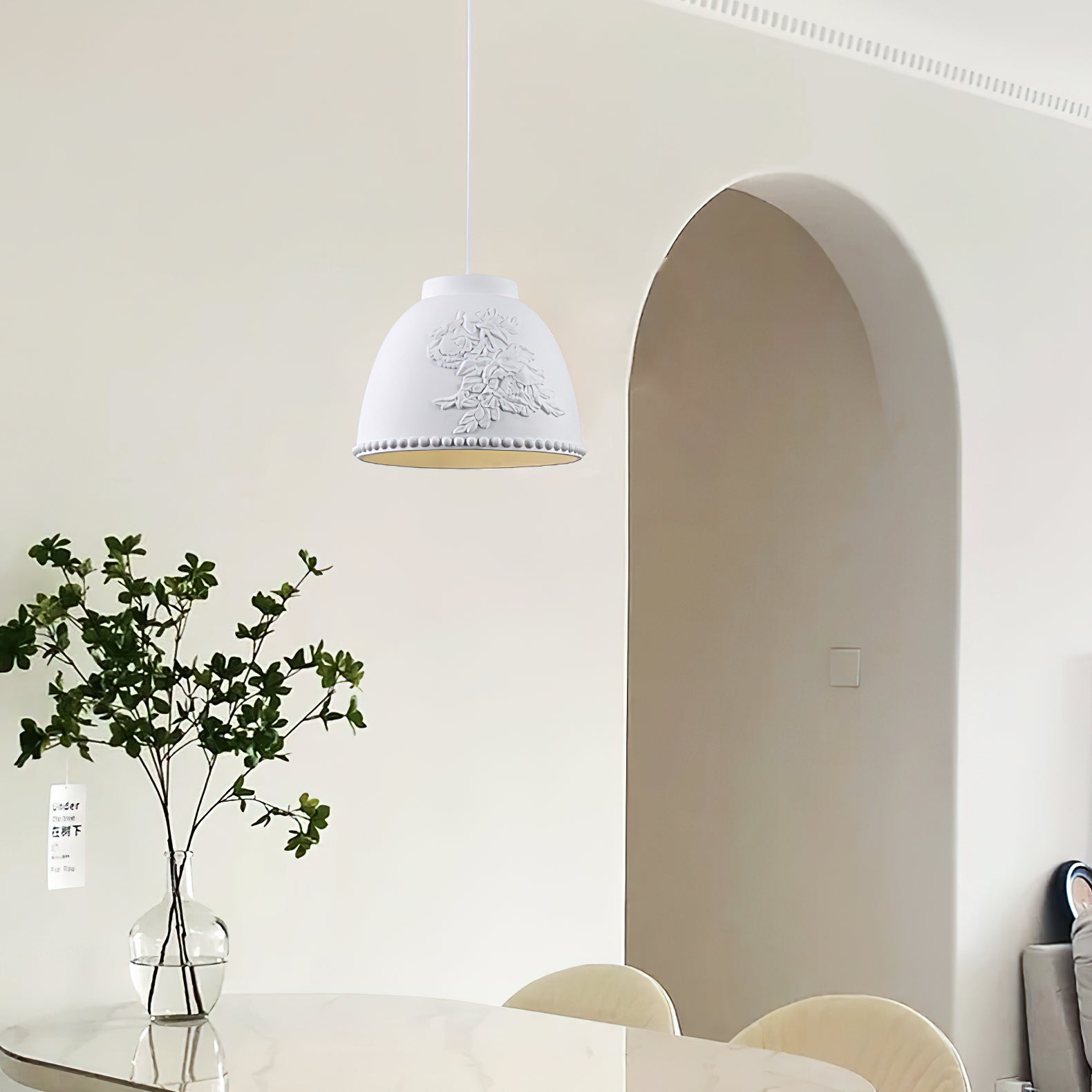 Handmade Carved Resin Pendant Light - Modern Boho Ceiling Fixture for Living Room, Bedroom & Dining Room Decor