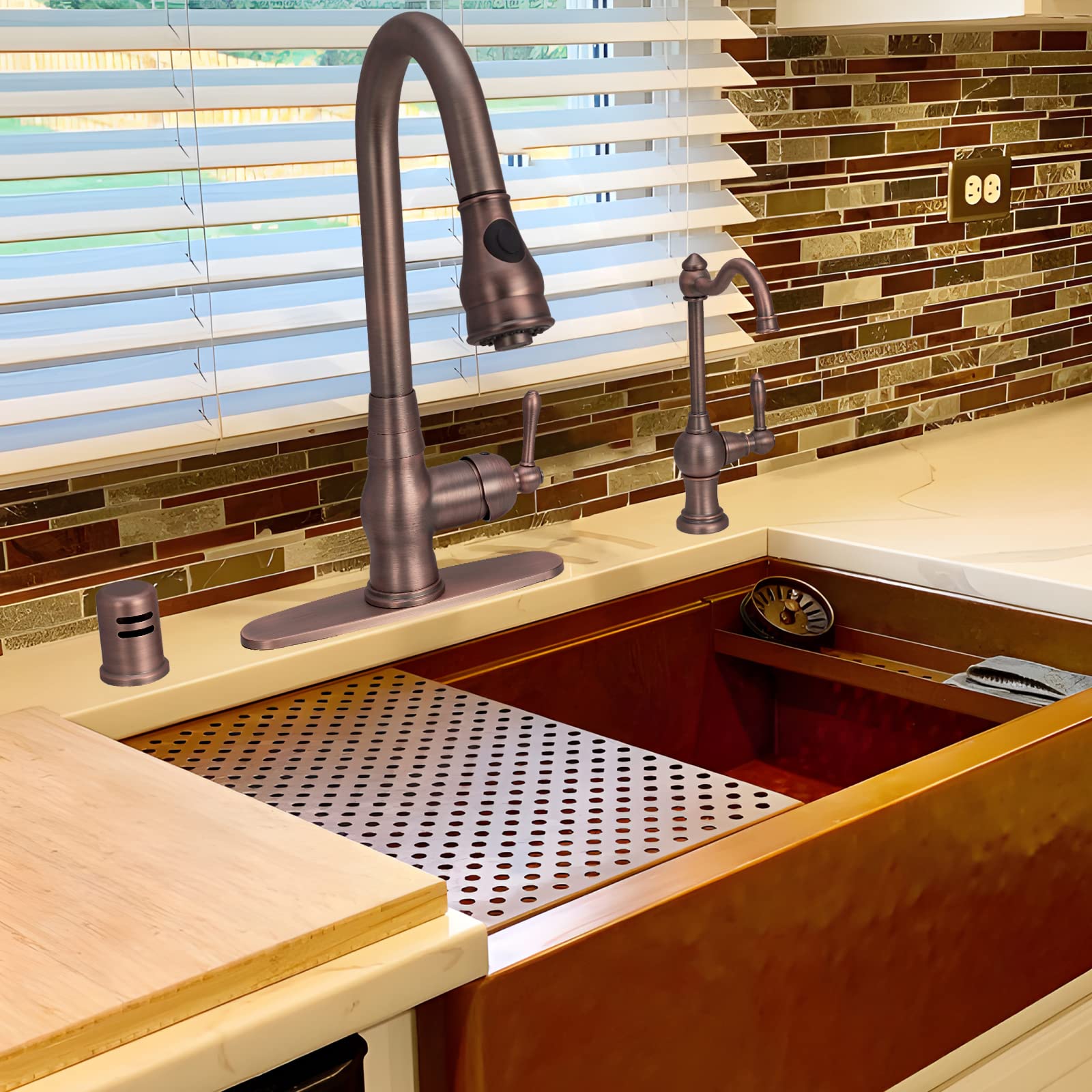 Akicon Single Handle Drinking Water Filter Faucet - Cold Water Purification System in American Bronze Finish | Perfect for Kitchen Sink, RV, and Office Use