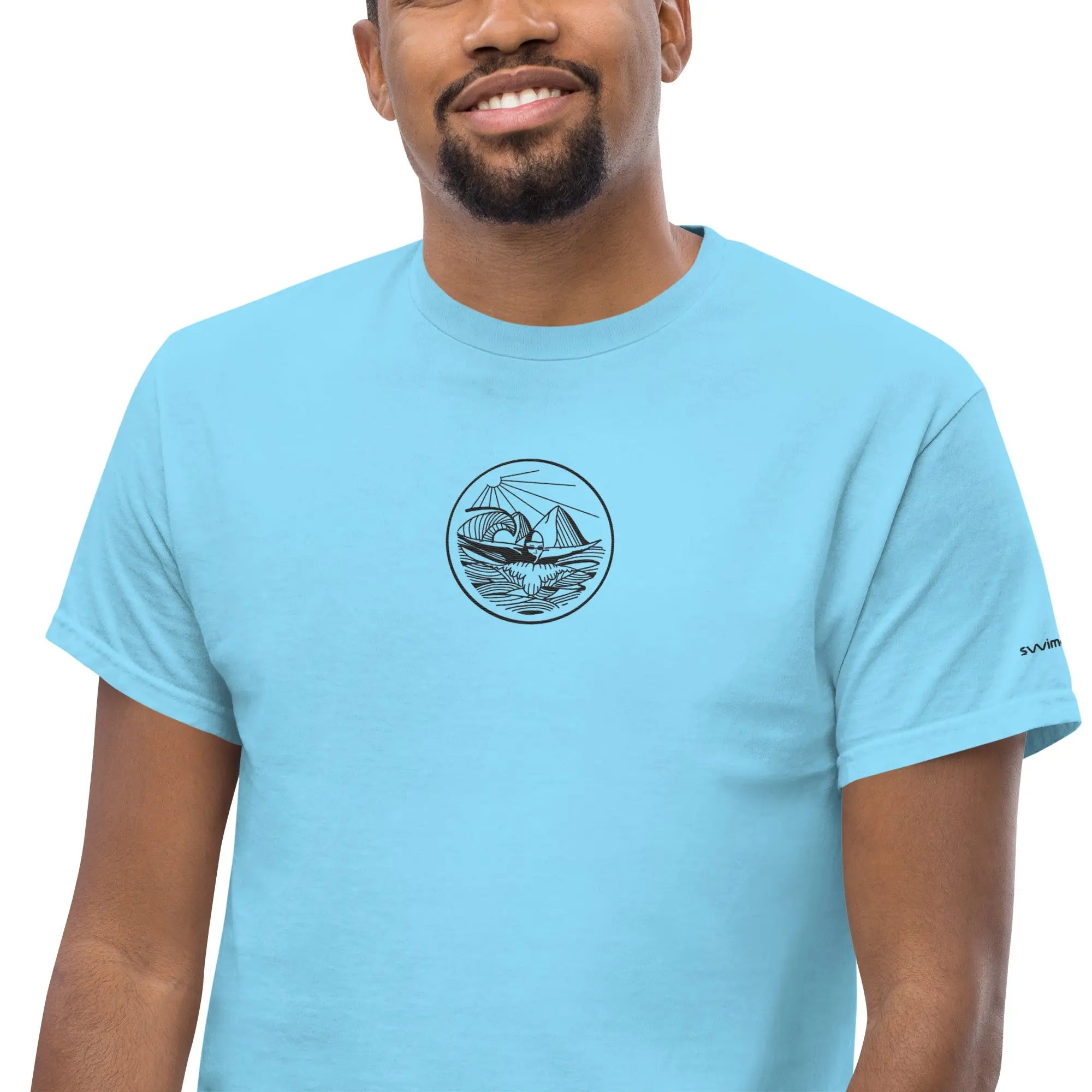 Designer Mountain Swimmer Graphic T-Shirt - Unisex Casual Tee for Men & Women | Perfect for Outdoor Adventures, Beach Trips, and Streetwear Fashion