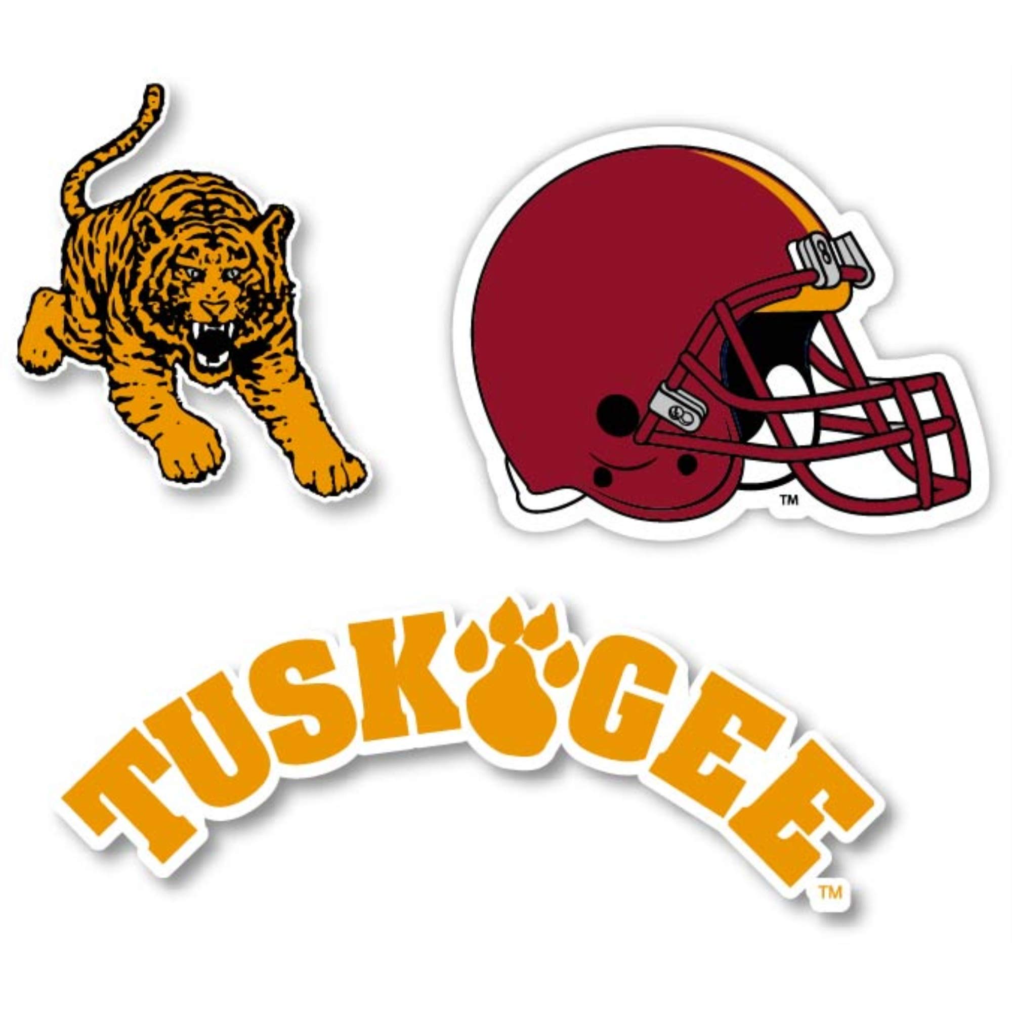 Tuskegee University Vinyl Decal Sticker Set - 3 Pack, 4-Inch Each - Perfect for Laptops, Cars, Water Bottles & College Pride Decor