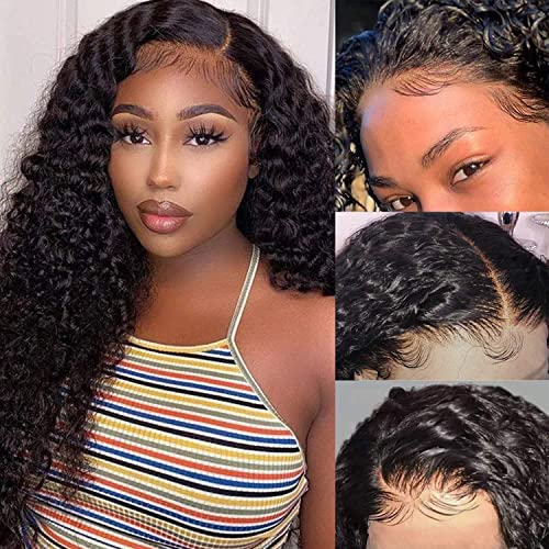 ALLRUN Brazilian Kinky Curly Human Hair Lace Front Wig for Black Women - Pre Plucked with Baby Hair, 150% Density, 24 Inch | Natural Looking Protective Style for Daily Wear & Special Occasions