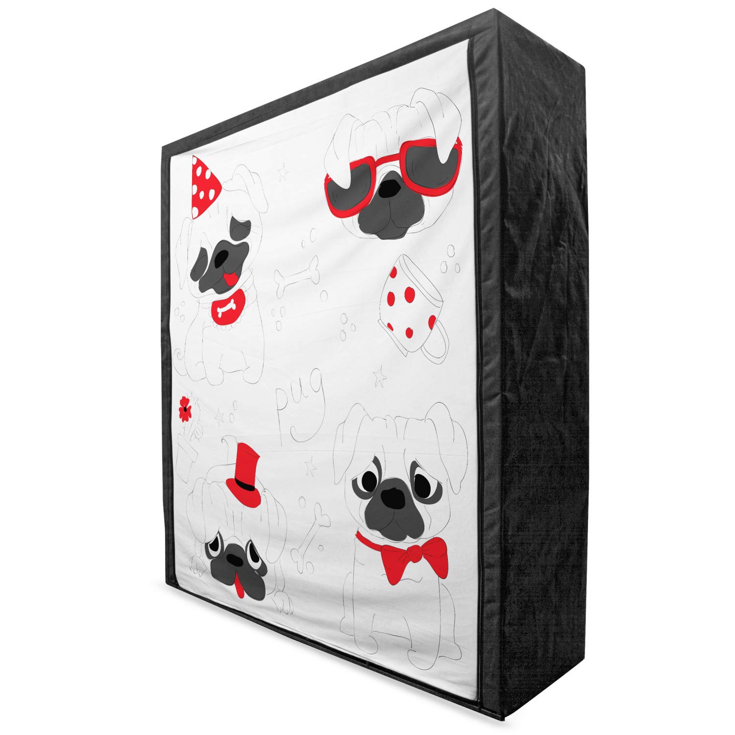 Ambesonne Pug Dog Fabric Wardrobe - Portable Clothing Organizer with Shelves, 59