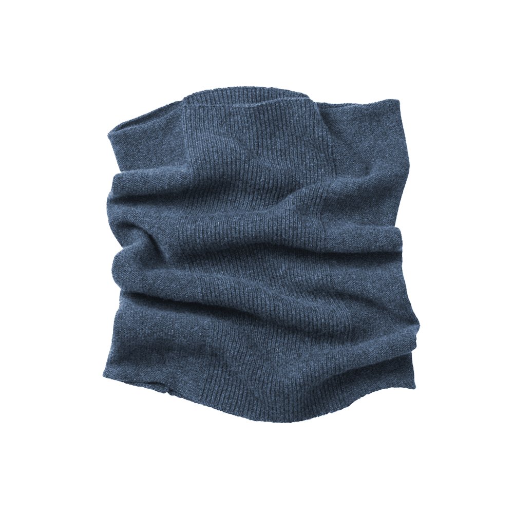 Parisbonbon Men's 100% Cashmere Ribbed Neck Warmer Scarf - Denim Blue One Size - Winter Accessory for Outdoor Activities & Cold Weather Fashion