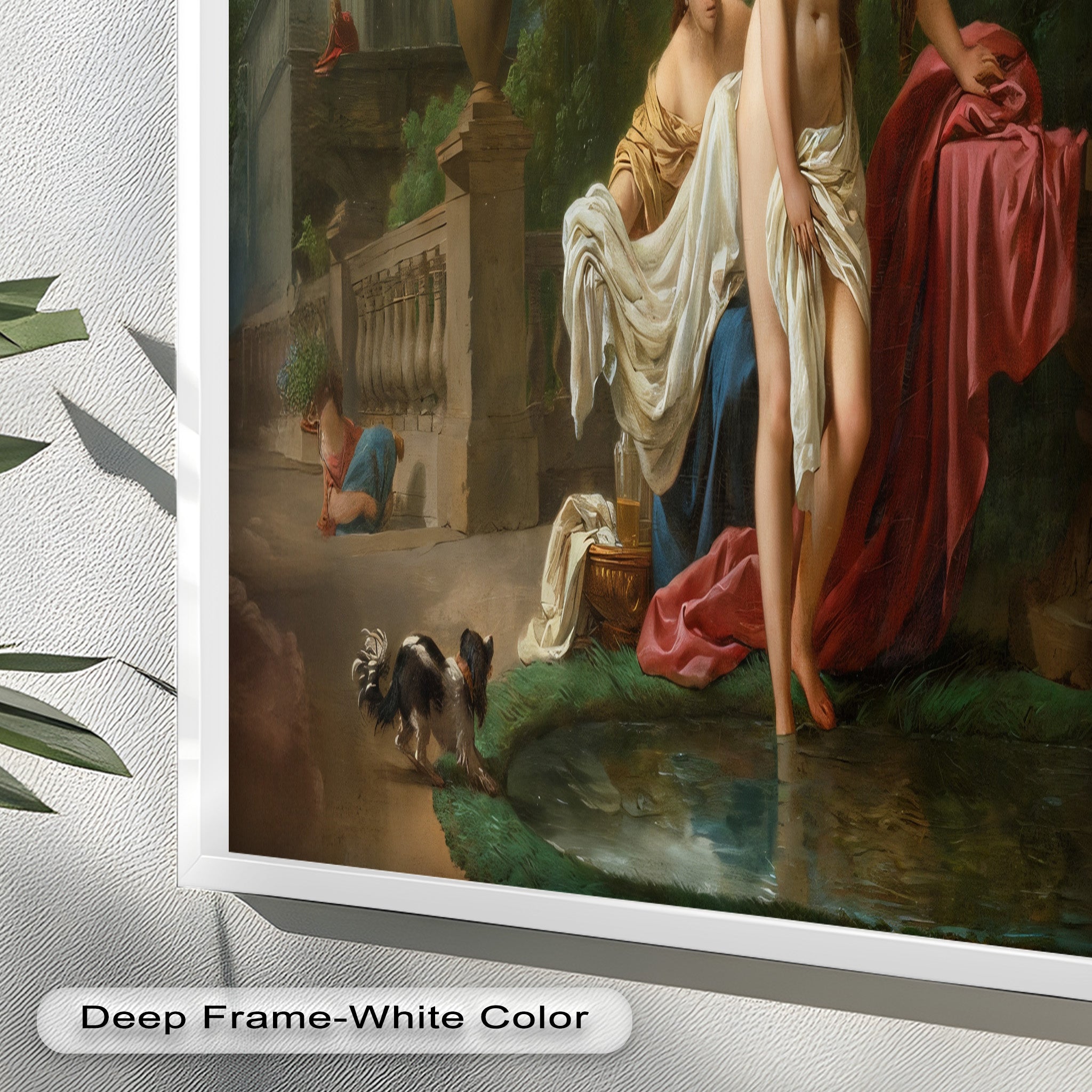 Neoclassical Elegance Oil Painting - Garden Bathing Scene Artwork for Home Decor & Living Room Wall Art