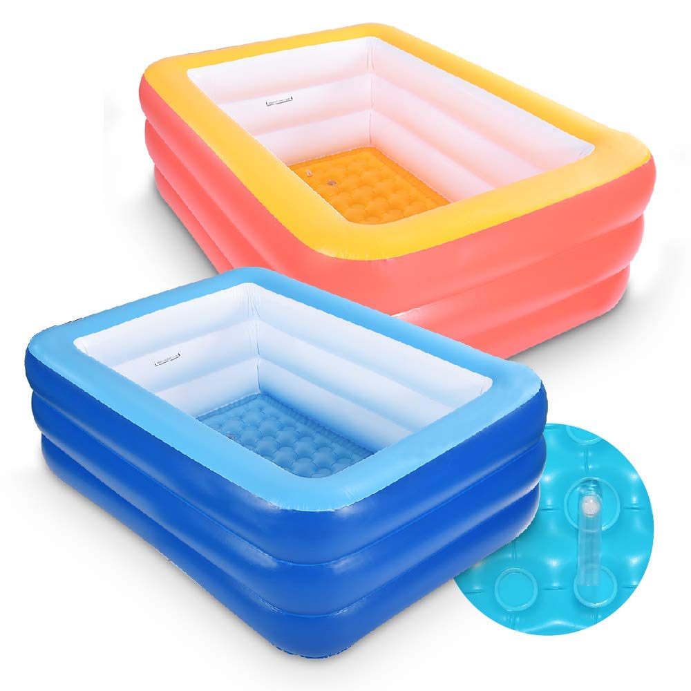 **Best Inflatable Kiddie Pool for Kids - 59 Inch Soft Floor Swimming Pool for Toddlers & Children - Durable Outdoor & Indoor Play Pool for Garden, Backyard, or Patio (Blue & Orange) - Perfect for Summer Fun, Water Play, and Family Bonding**