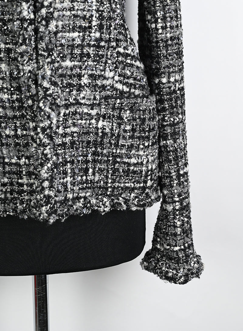 Valentino Black & White Bouclé Jacket - Size 42 | Luxury Women's Outerwear for Office & Evening Events