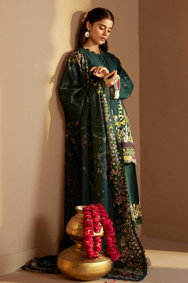 EMERALD FOREST 3-Piece Khaddar Embroidered Suit Set for Women | Traditional Pakistani Ethnic Wear | Perfect for Weddings, Parties & Festive Occasions