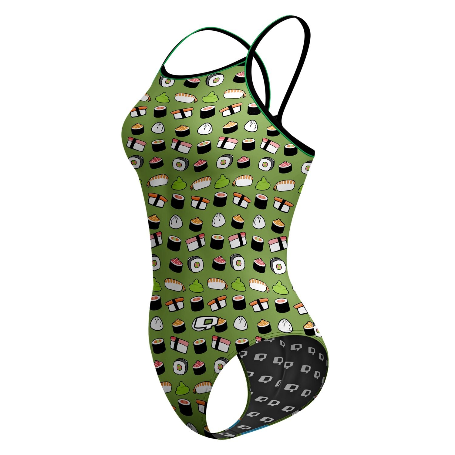 Sexy Sushi Print Skinny Strap Swimsuit for Women - Trendy One Piece Bathing Suit for Beach, Pool & Summer Vacation