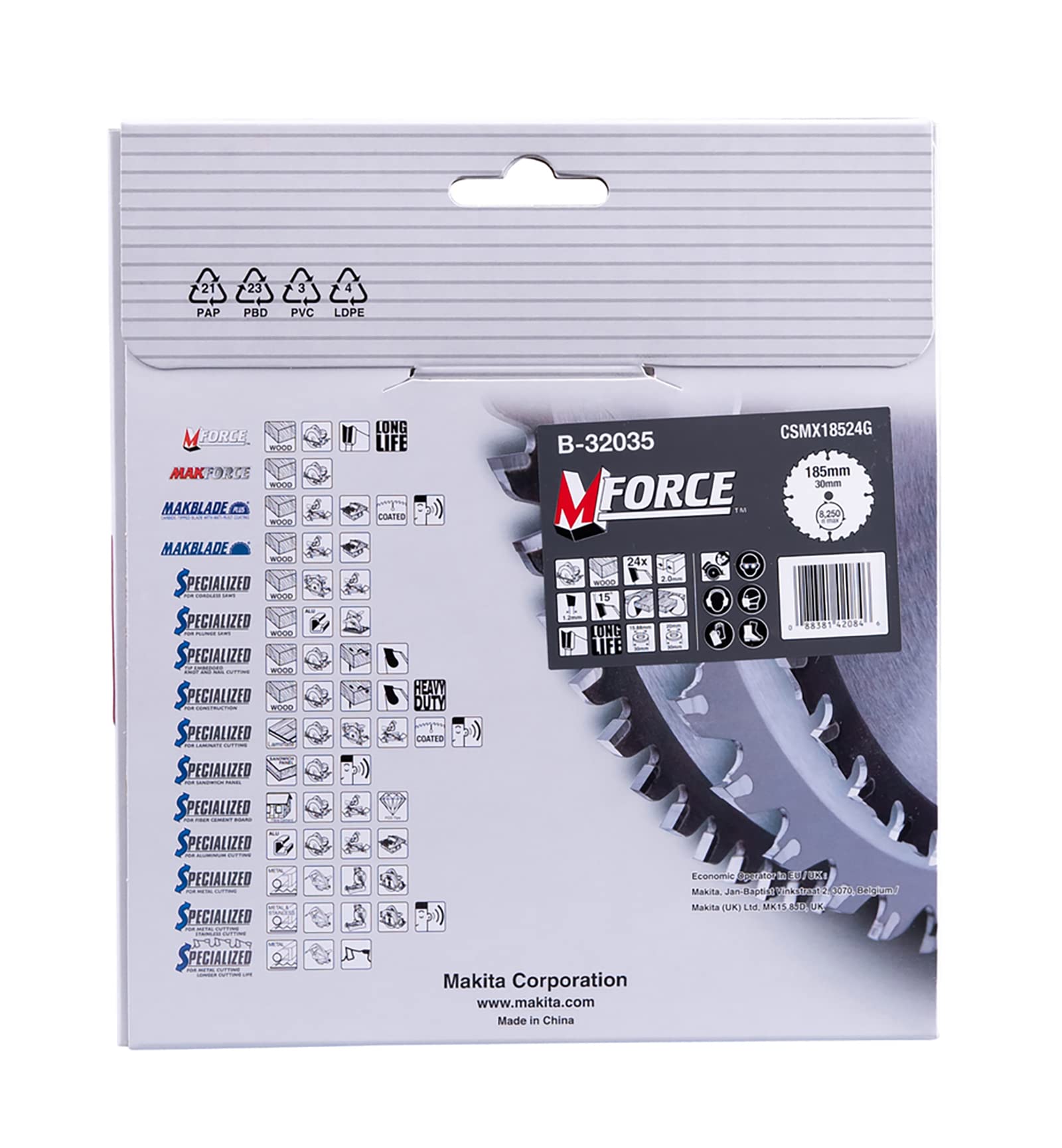 B-32035 M-Force 7.3-Inch 30mm 24-Tooth Circular Saw Blade - Premium Cutting Tool for Wood, Plastic & Soft Metal - Perfect for DIY Projects, Carpentry & Home Renovations