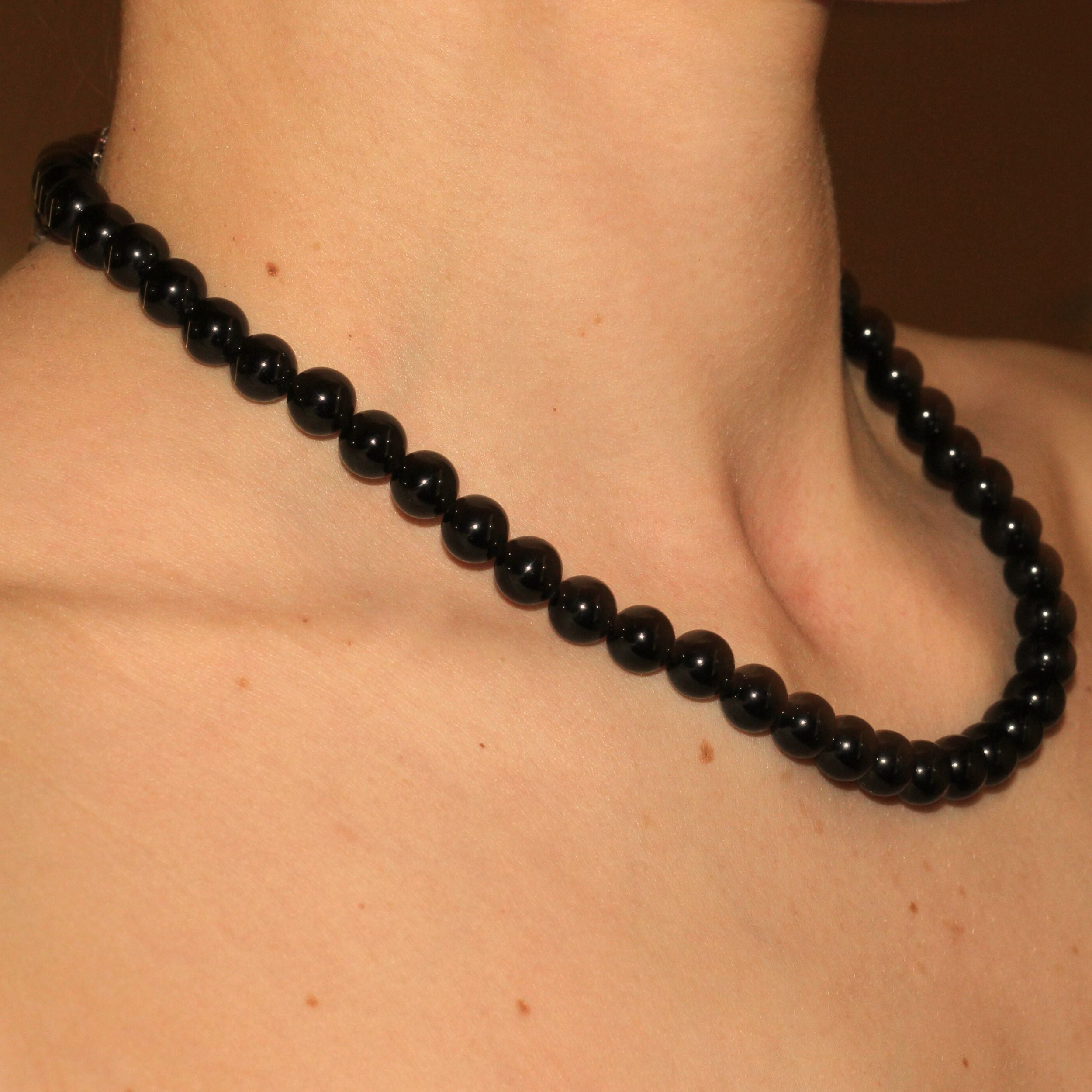 Handmade Obsidian Beaded Necklace for Women - Natural Black Stone Jewelry for Protection & Healing | Perfect for Meditation, Yoga & Spiritual Gifts