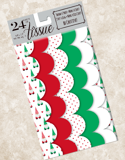 Festive Gnome Holiday Scalloped Tissue Paper - Christmas Party Decorations, Gift Wrapping, DIY Crafts & Home Decoration for Xmas Tree, Table Centerpieces