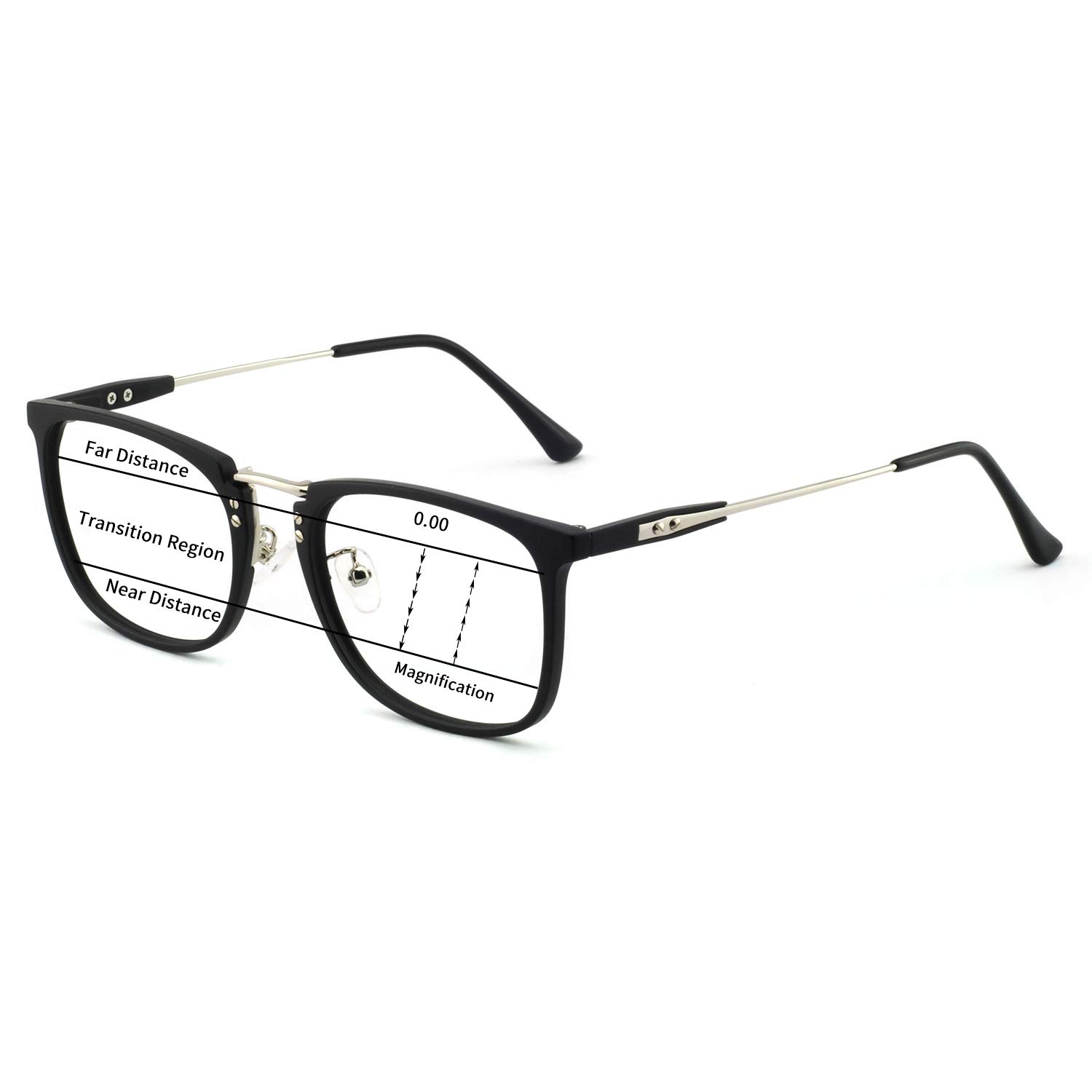 Blue Light Blocking Reading Glasses - Progressive Multifocal Readers (1.0 to 3.5 Strength) for Computer Work, Reading & Screen Time Relief
