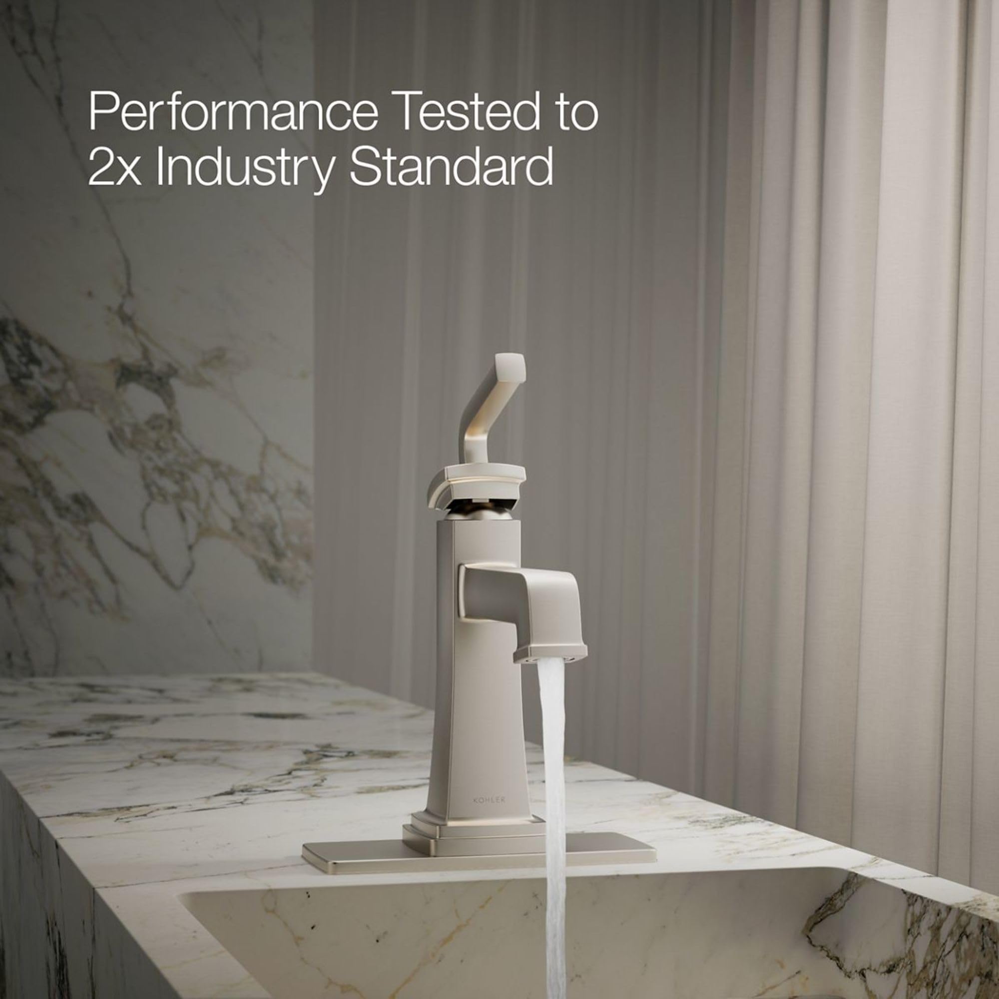 Riff Single-Handle Bathroom Sink Faucet - Modern Waterfall Spout Design for Bathroom Vanity, Powder Room & Guest Bath (Brushed Nickel Finish) - Perfect for Home Renovation & Hotel Upgrades