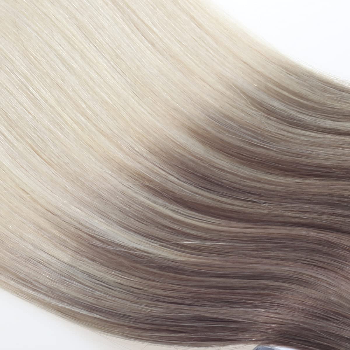 VINBAO 20Pcs Tape In Hair Extensions 50 Grams - 100% Real Human Remy Hair, Seamless & Natural Look (14inch, #8 Ash Brown to #60 Platinum Blonde Balayage) - Perfect for Daily Wear, Parties, Weddings & Special Occasions