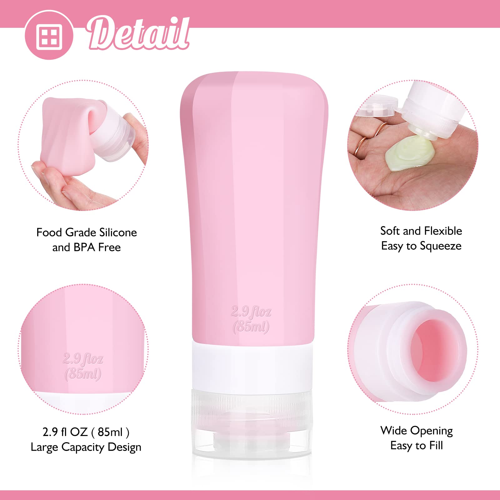 16-Piece Silicone Travel Bottles Set - Leak-Proof TSA Approved Toiletry Containers for Shampoo, Lotion & Cosmetics | Portable Travel Accessories for Women (Pink-Purple) | Perfect for Airplane Carry-On, Gym & Vacation Packing