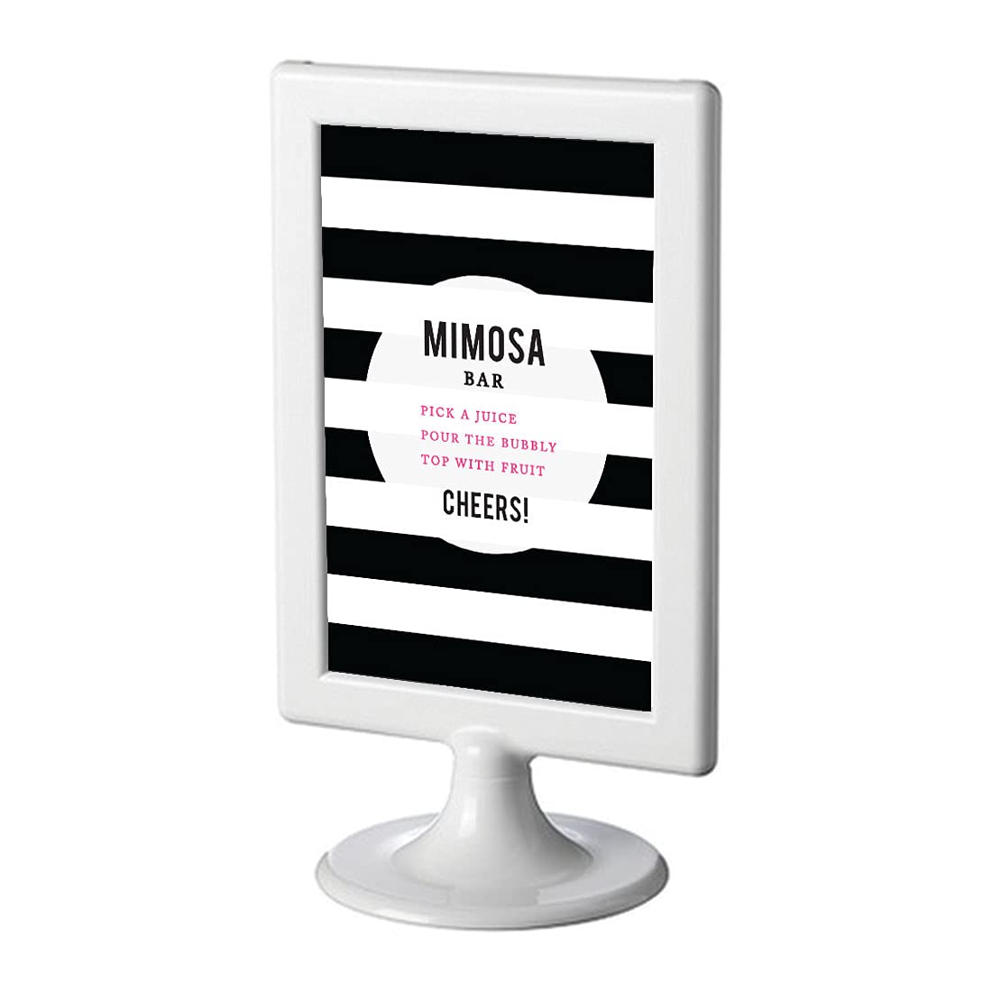 Andaz Press Modern Black & White Striped Wedding Party Signs - 4x6 Inch DIY Mimosa Bar Sign with 