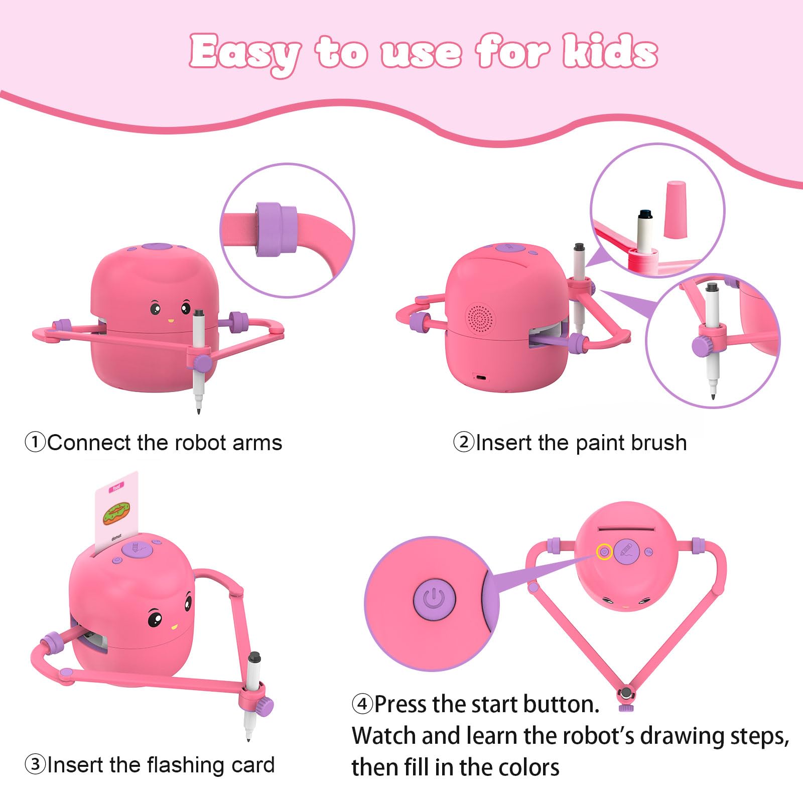 Interactive Educational Drawing Robot for Kids - STEM Learning Toy with 100 Word Cards & Voice Interaction | Perfect for Ages 5+ | Ideal for Home Schooling, Classroom Activities & Creative Playtime