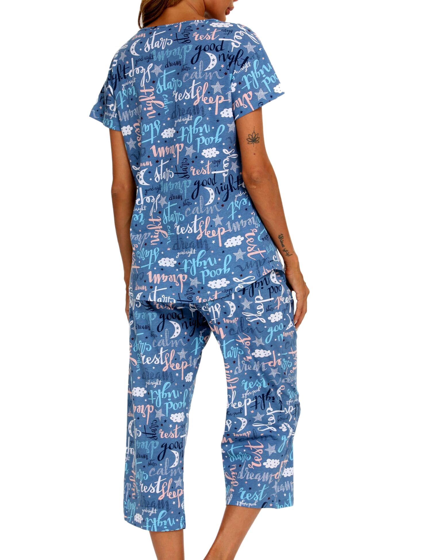 Cotton Pajama Set for Women - Sleepwear Tops & Capri Pants | Cozy Home & Lounge Wear