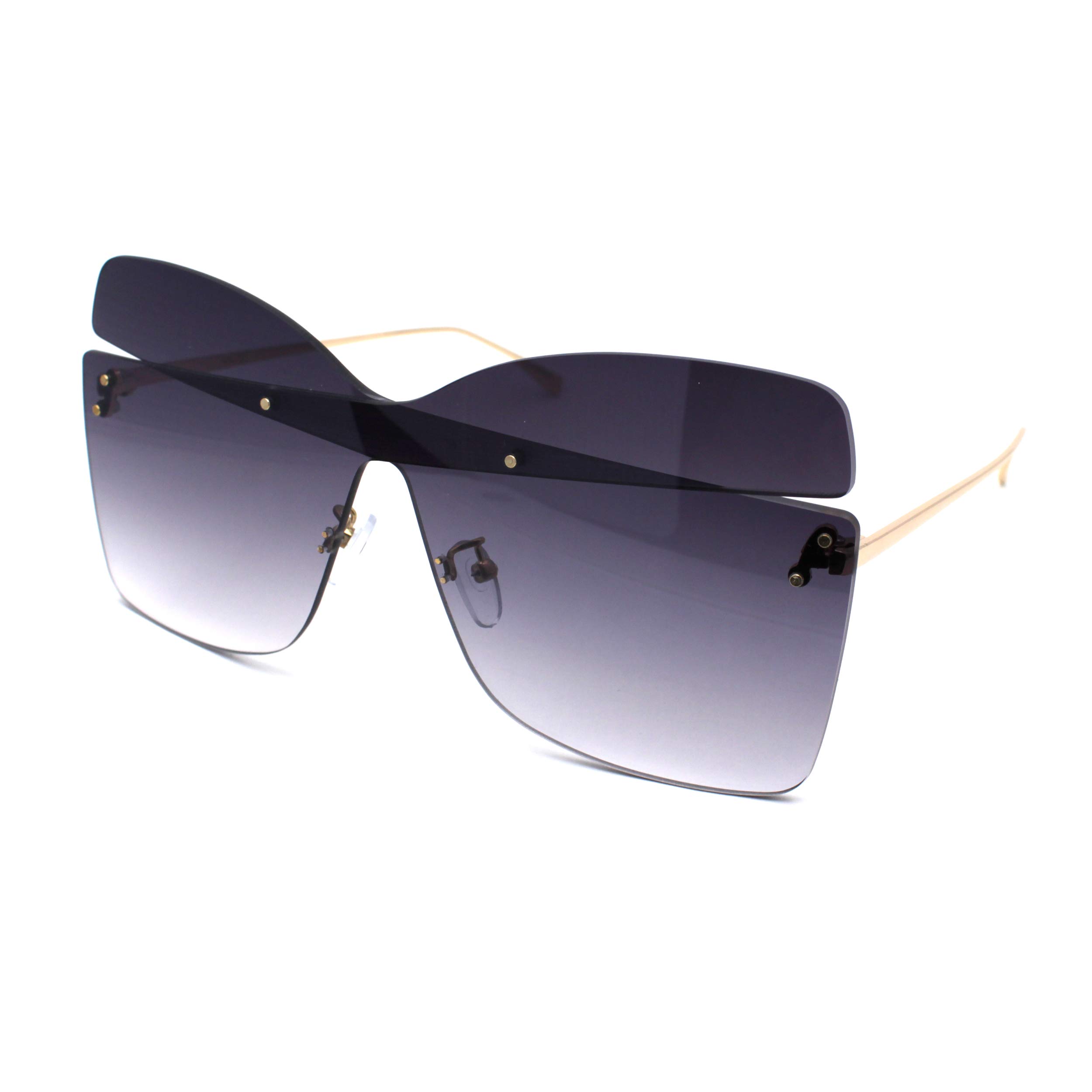 Women's Double Cross Asymmetrical Shield Designer Sunglasses UV Protection - Fashionable Cat Eye Sunglasses for Women, Perfect for Driving, Beach & Outdoor Activities