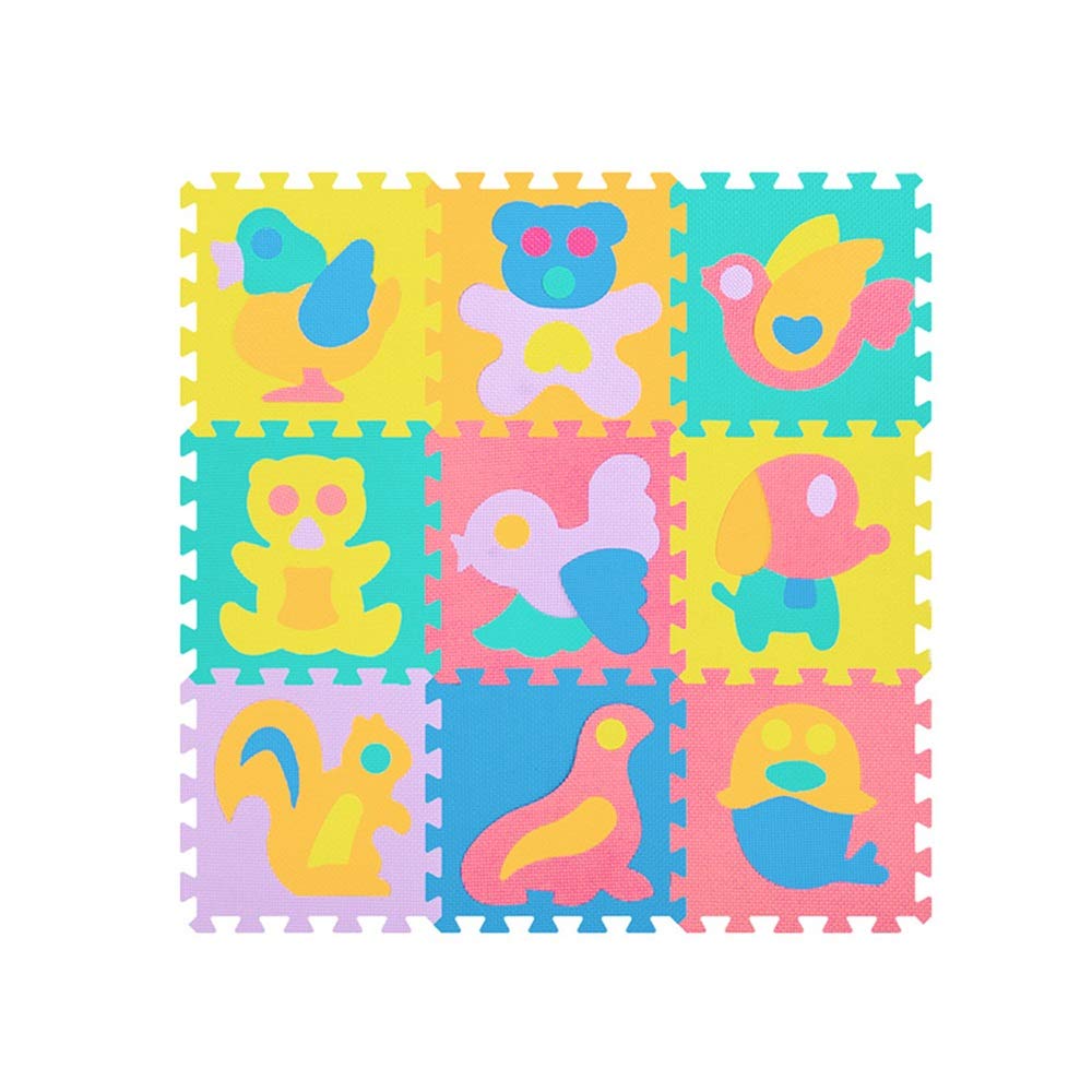 QFFL Interlocking Foam Play Mat - 9 Piece Puzzle Floor Tiles with Pop-Up Fruit Design for Baby Crawling, Tummy Time & Early Learning | Non-Slip Nursery Playmat for Kids Room, Daycare & Play Area