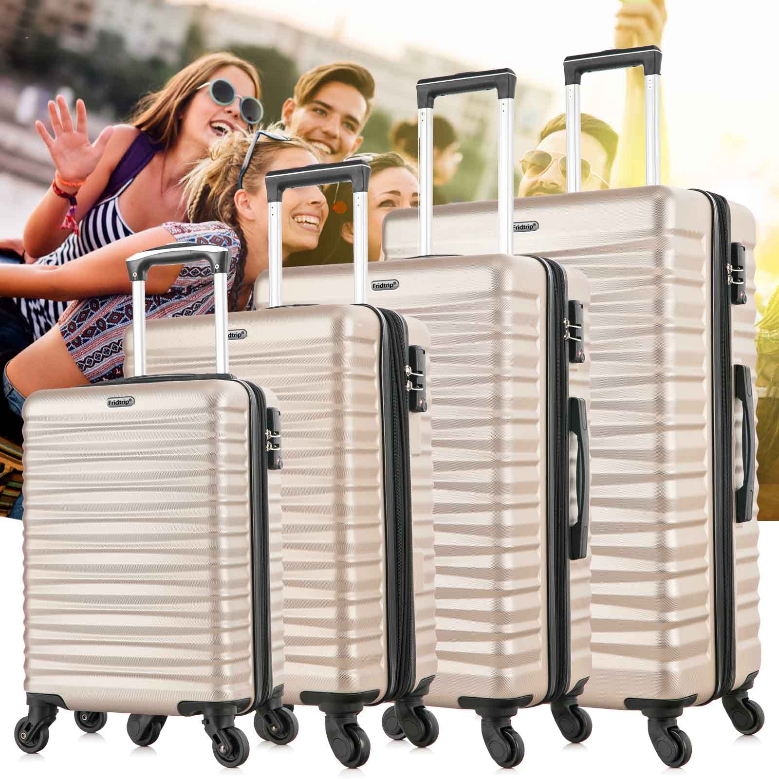 Apelila 4-Piece Hardshell ABS Luggage Set with TSA Lock & Spinner Wheels - Champagne Gold Travel Suitcases for Family Vacations & Business Trips