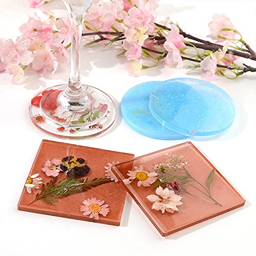 Premium Silicone Resin Molds Set - 8-Piece Epoxy Coaster Molds with Flower Drying Tray & Storage Box for DIY Craft Projects - Perfect for Home Decor, Gift Making, and Resin Art Creations