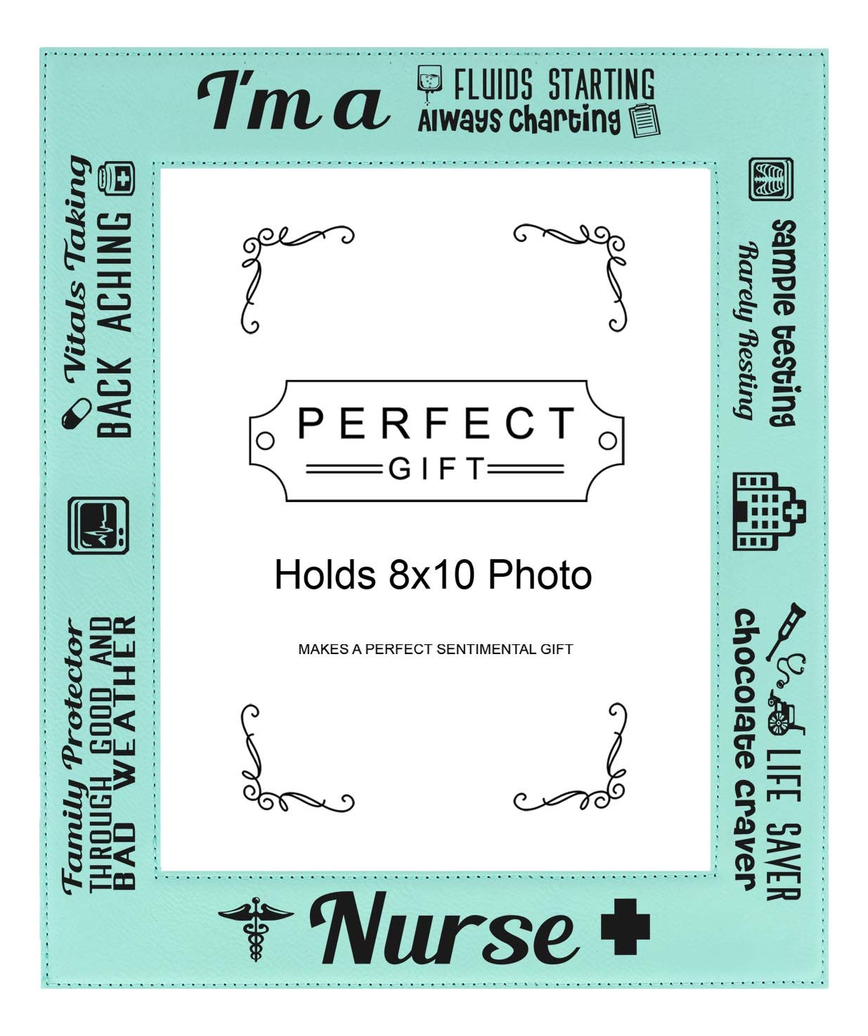 8x10 Leatherette Photo Frame for Nurses - Teal I Am A Nurse Poem Wall Display - Perfect for Nurse Appreciation Gifts, Office Decor & Healthcare Worker Recognition