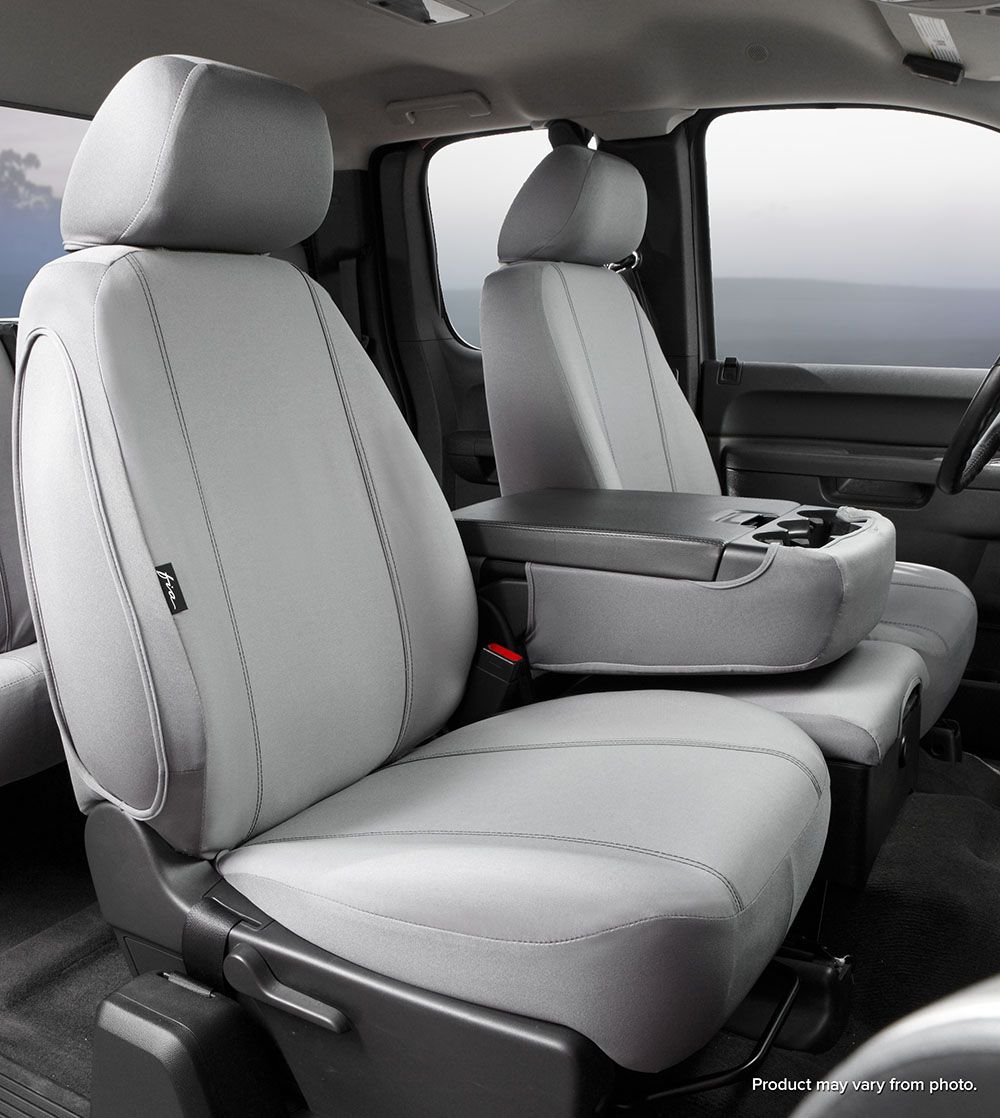 Fia SP89-34 Gray Custom Fit Front Seat Cover 40/20/40 Split Seat - Durable Poly-Cotton Blend for Cars, Trucks & SUVs - Perfect for Road Trips, Daily Commute & Pet Protection