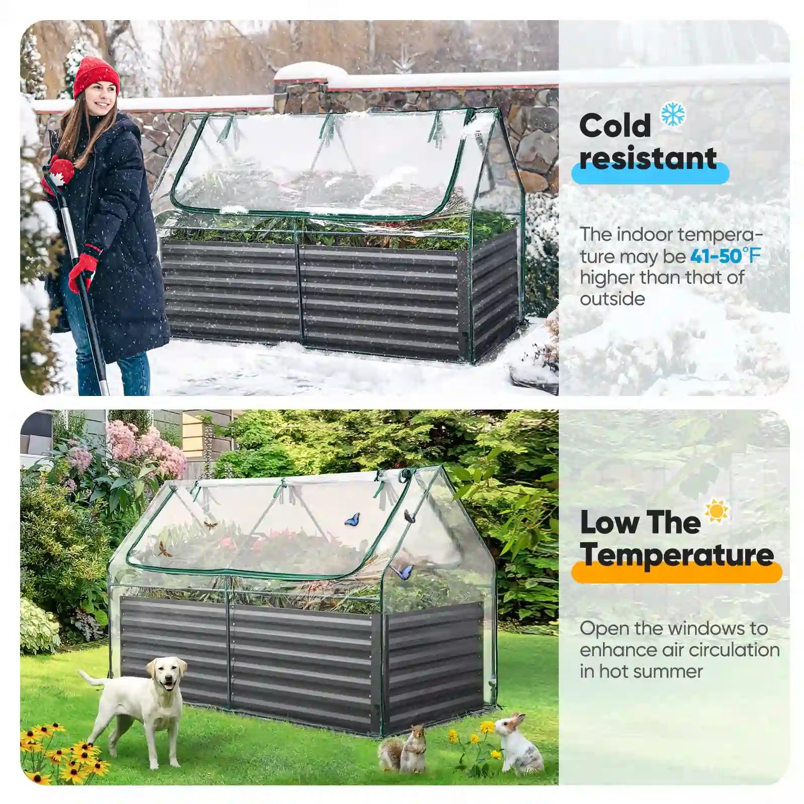 6' x 3' x 2' Galvanized Steel Raised Garden Bed with Cover - Durable Outdoor Planter Box for Vegetables, Flowers & Herbs - Perfect for Backyard, Patio & Urban Gardening