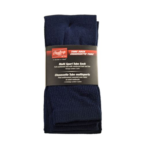 Rawlings Baseball Socks 3-Pack - Moisture-Wicking Pro Performance Tube Socks for Baseball, Softball & Sports - Comfortable Athletic Socks for Men & Women - Ideal for Games, Practice & Training