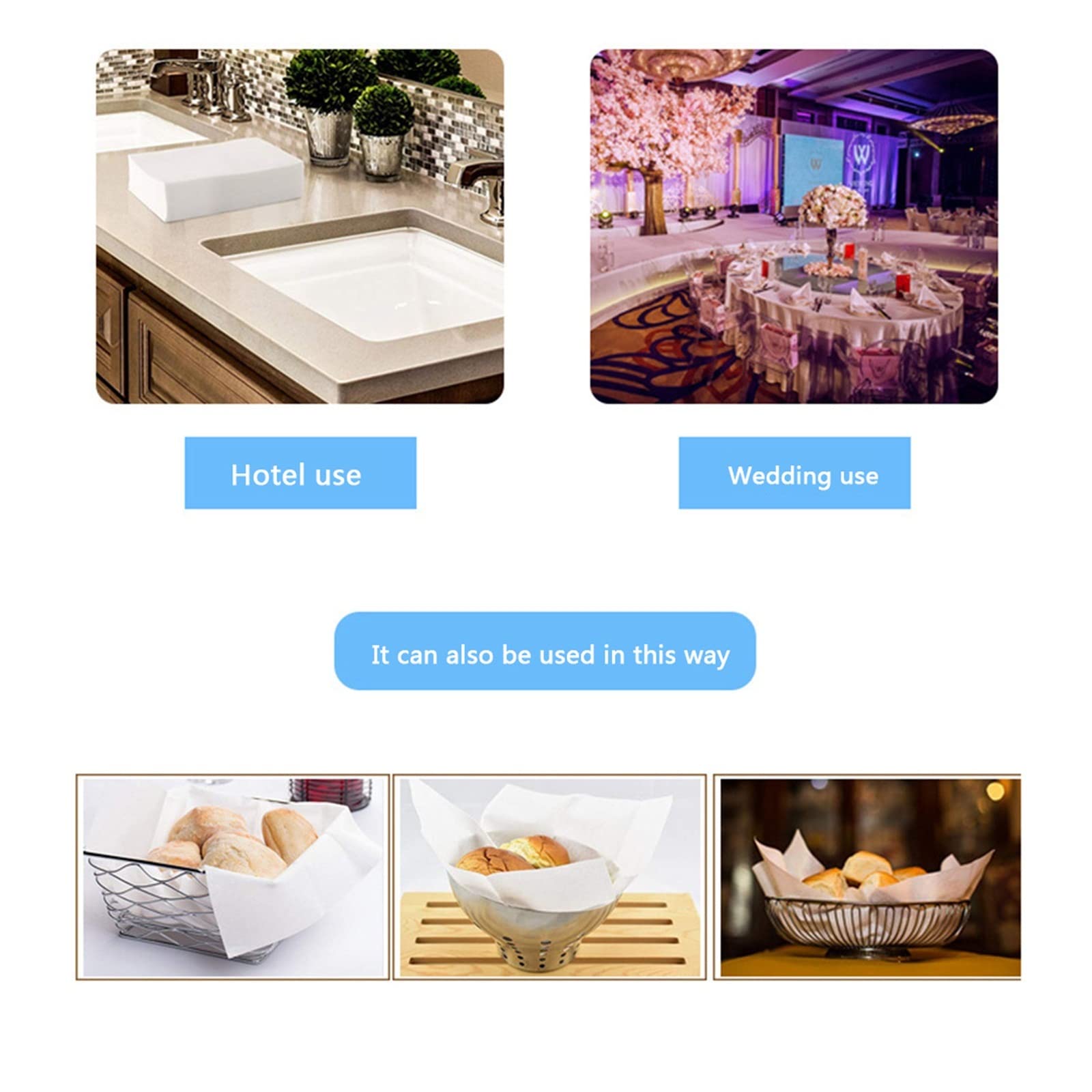 VSOLS 100pcs Disposable White Tissue Paper - Single Layer Dust-Free Napkins 30x43cm (11.8