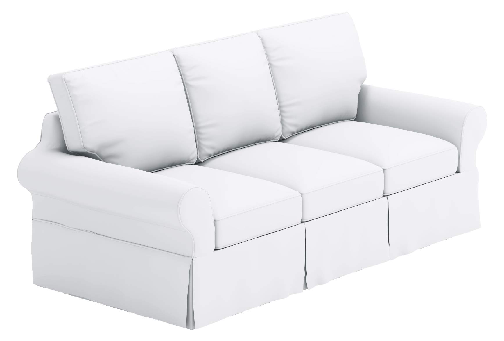 Premium Dense Cotton Sleeper Sofa Cover - Fits Pottery Barn PB Basic 3-Seat Sleeper Sofa Bed | Durable White 3-Seater Slipcover for Living Room, Guest Room & Home Theater Comfort